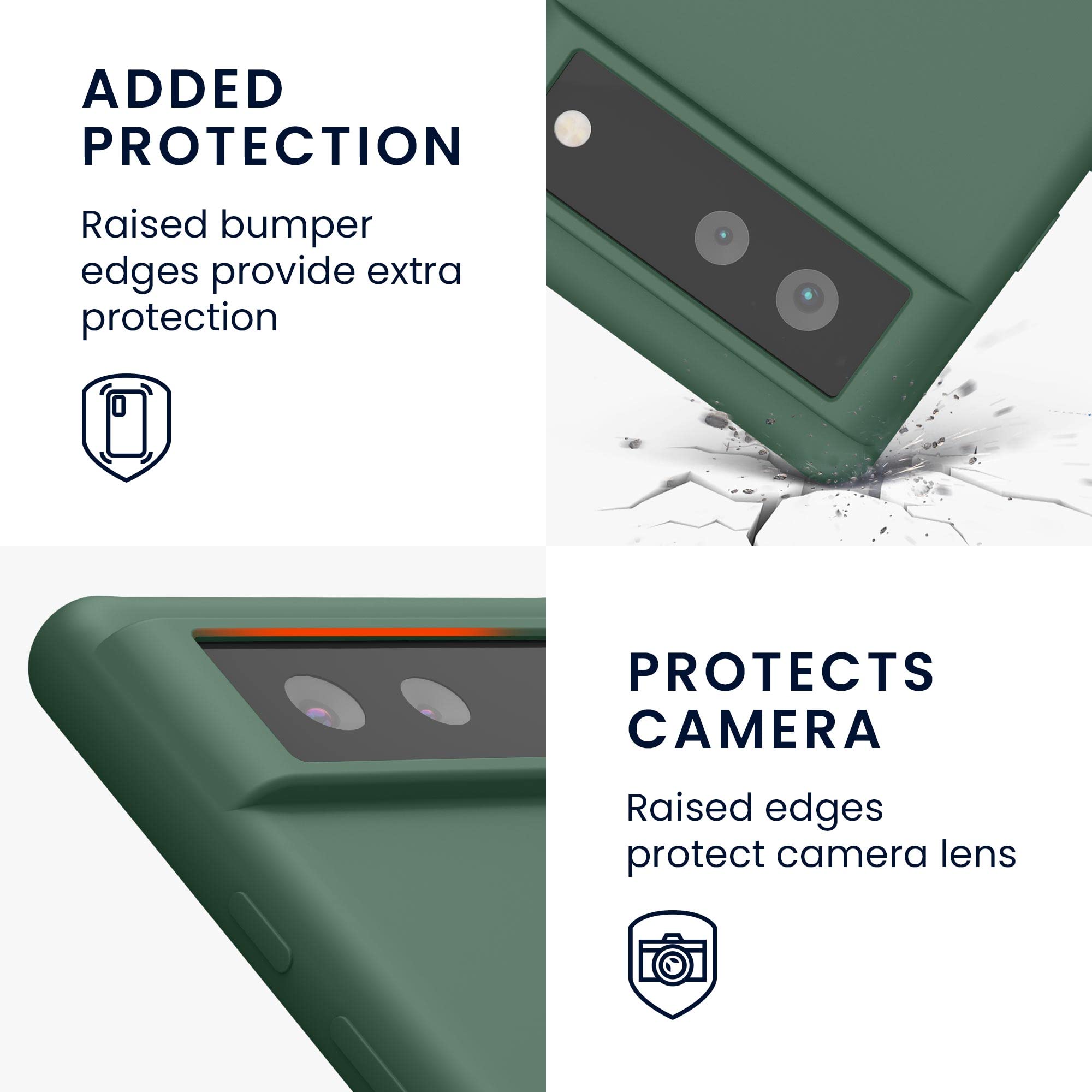 kwmobile Case for Google Pixel 6 Case - Soft Cover - Shockproof Silicone - Wireless Charging Forest Green - Image 3