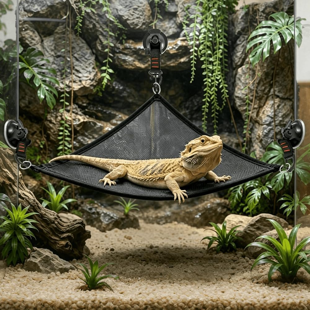 Bearded Lizard Hammock - Breathable mesh Hammock, Suitable for use by Lizards, Salamanders, Chameleons, Geckos, Snakes and Chameleon-Like Animals.