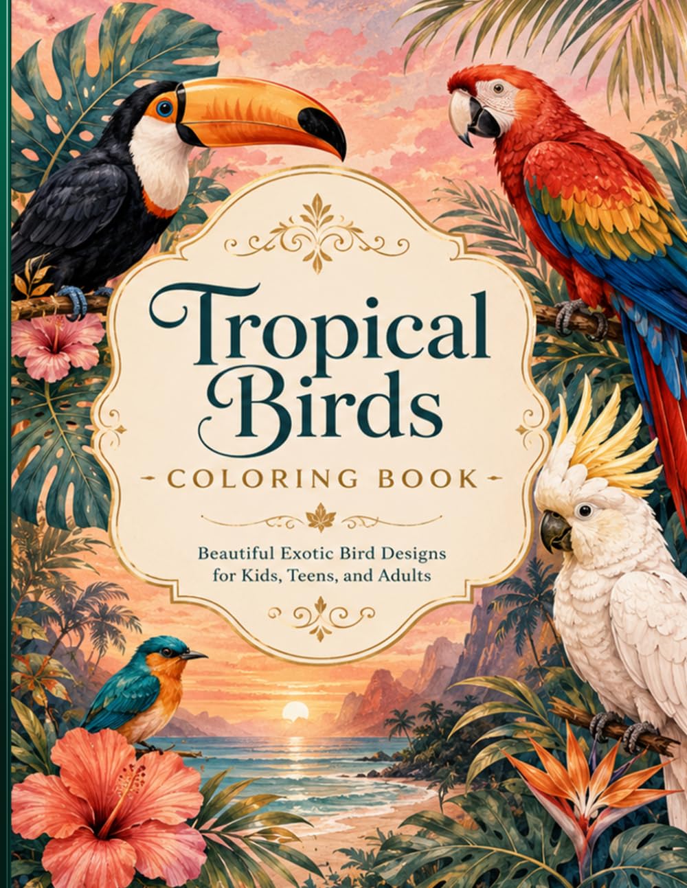 Tropical Birds Coloring Book: Beautiful Exotic Bird Designs for Relaxation, Stress Relief, and Creative Fun | Easy & Detailed Tropical Bird Illustrations for Adults, Teens & Kids