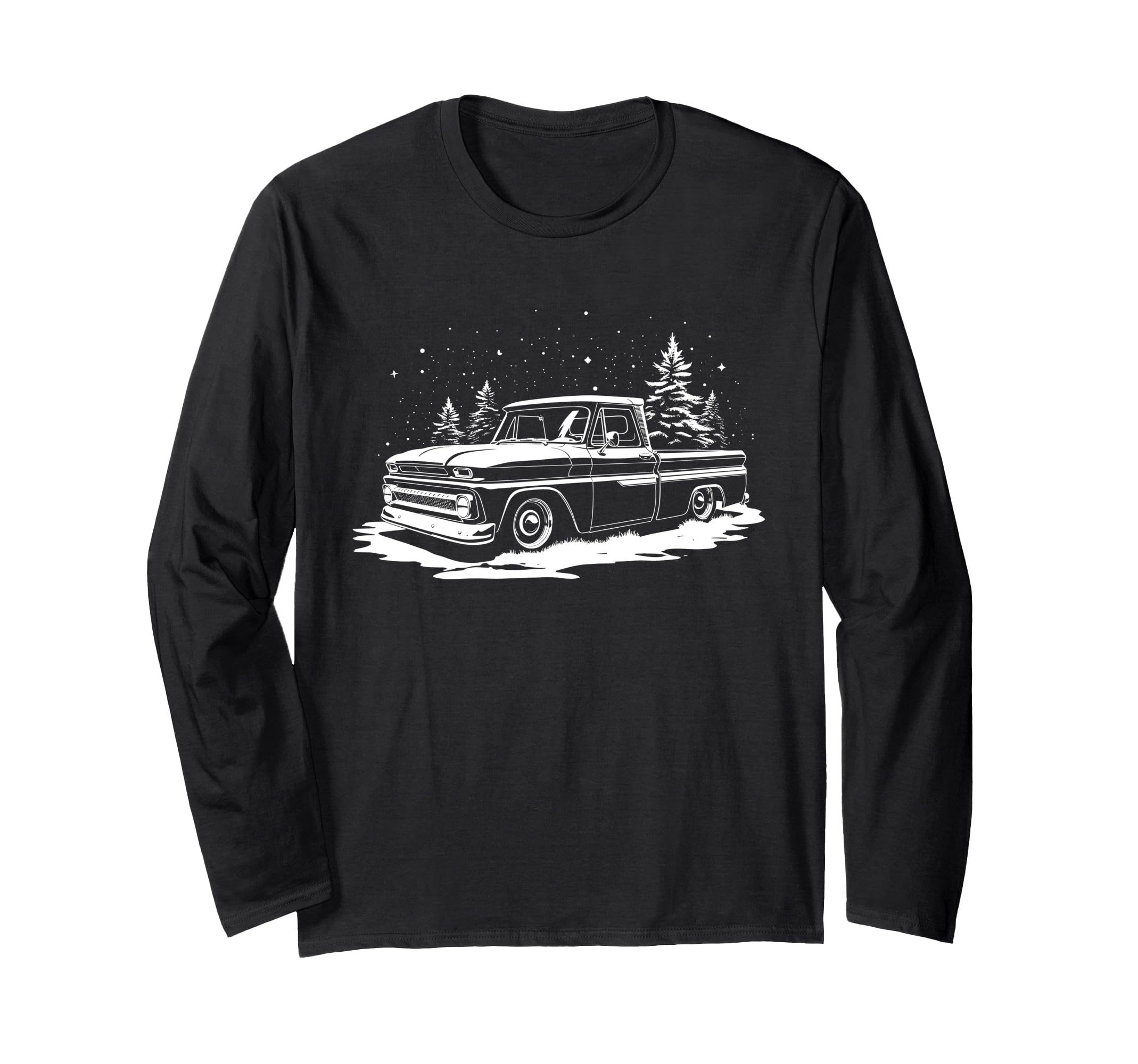 Classic Apache truck Christmas Tree Holiday C10 Silhouette Long Sleeve T-Shirt