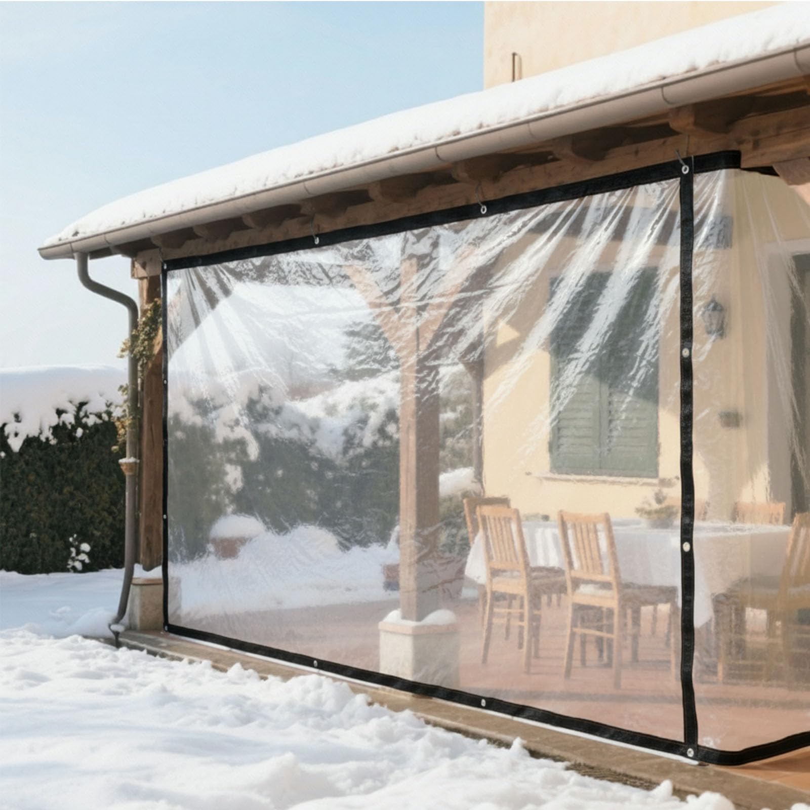 Telo Copertura Pergolato, Telone Impermeabile Trasparente Con Occhielli, Cellophane Per Copertura, Tenda Per Camper Veranda, Per Esterni, Tetto Per Piante, Invernale, Resistente Alle Intemperie, Piegh
