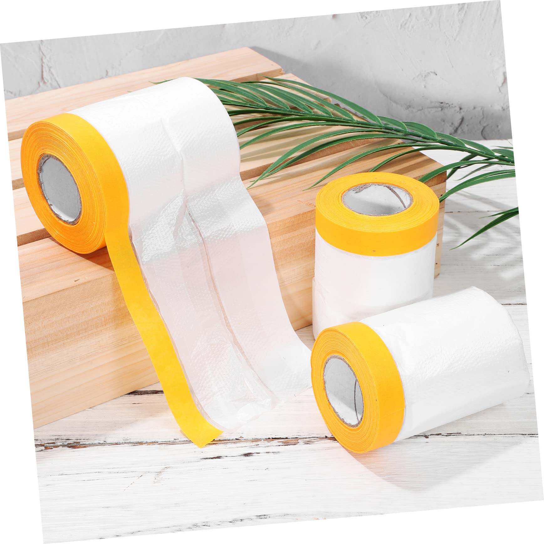6 Rollen Selbstklebende Abdeckfolie und Maskierpapier aus Pe Folie und Maskingpapier Einfach zu Entfernen zum Schutz von Möbeln bei Restaurierungsprojekten