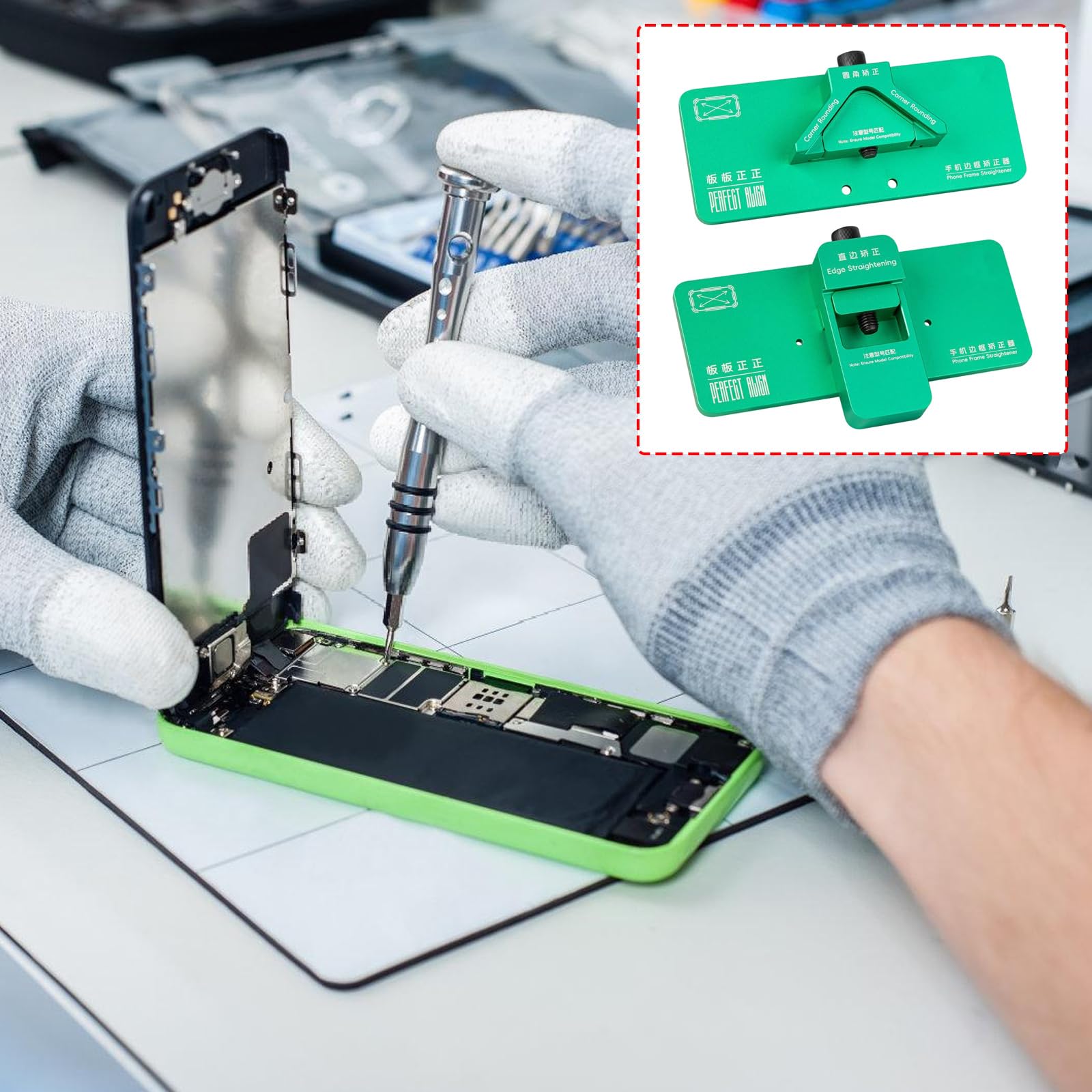 Ergonomico Smartphone Frame Corrector Phone Frame Straightener con impugnatura antiscivolo per riparazione schermo piatto curvo raddrizzatore del telefono