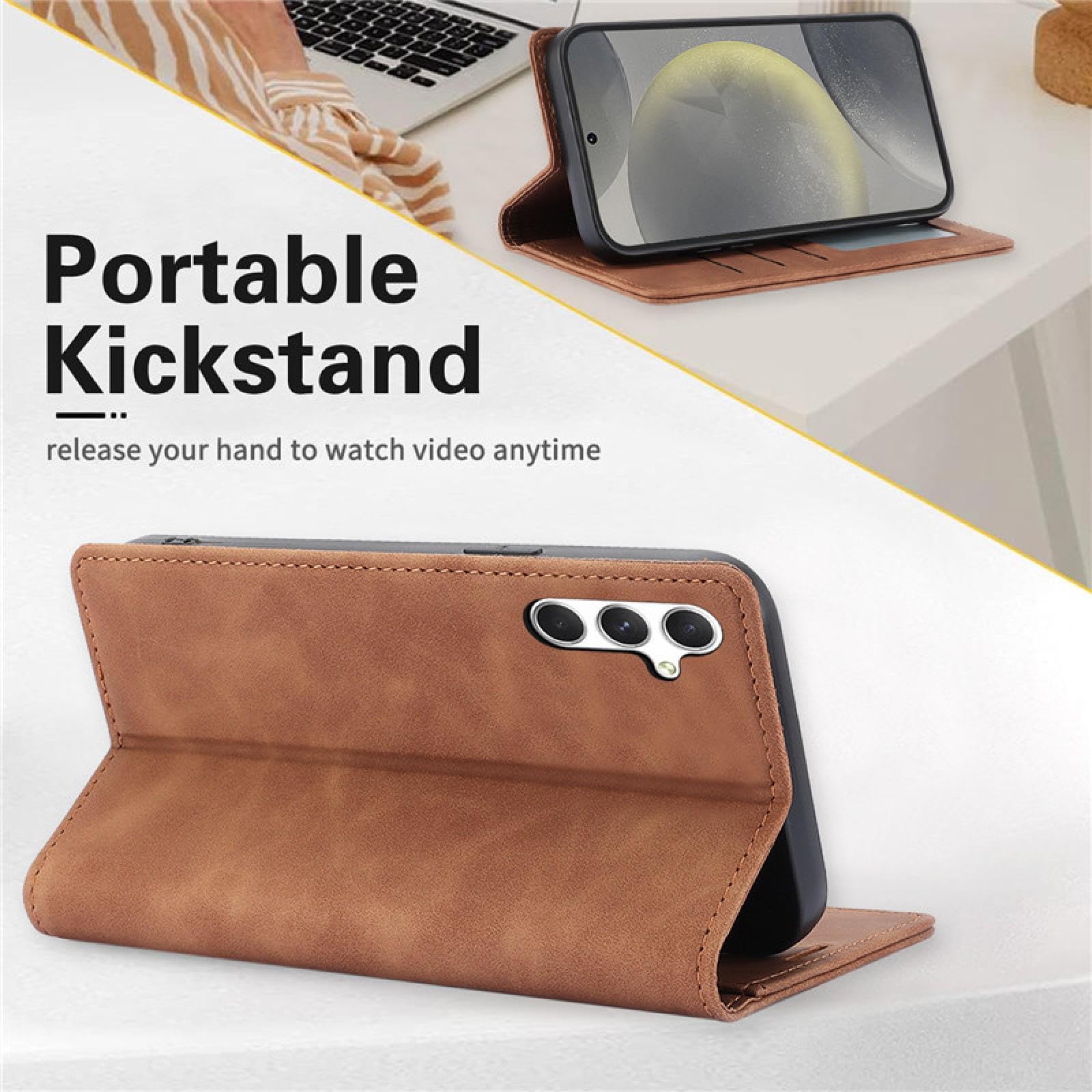 Für Samsung A72 (4G 5G) Handyhülle Brieftaschen-Cover (Für Samsung A72 (4G 5G)/Kaffee)