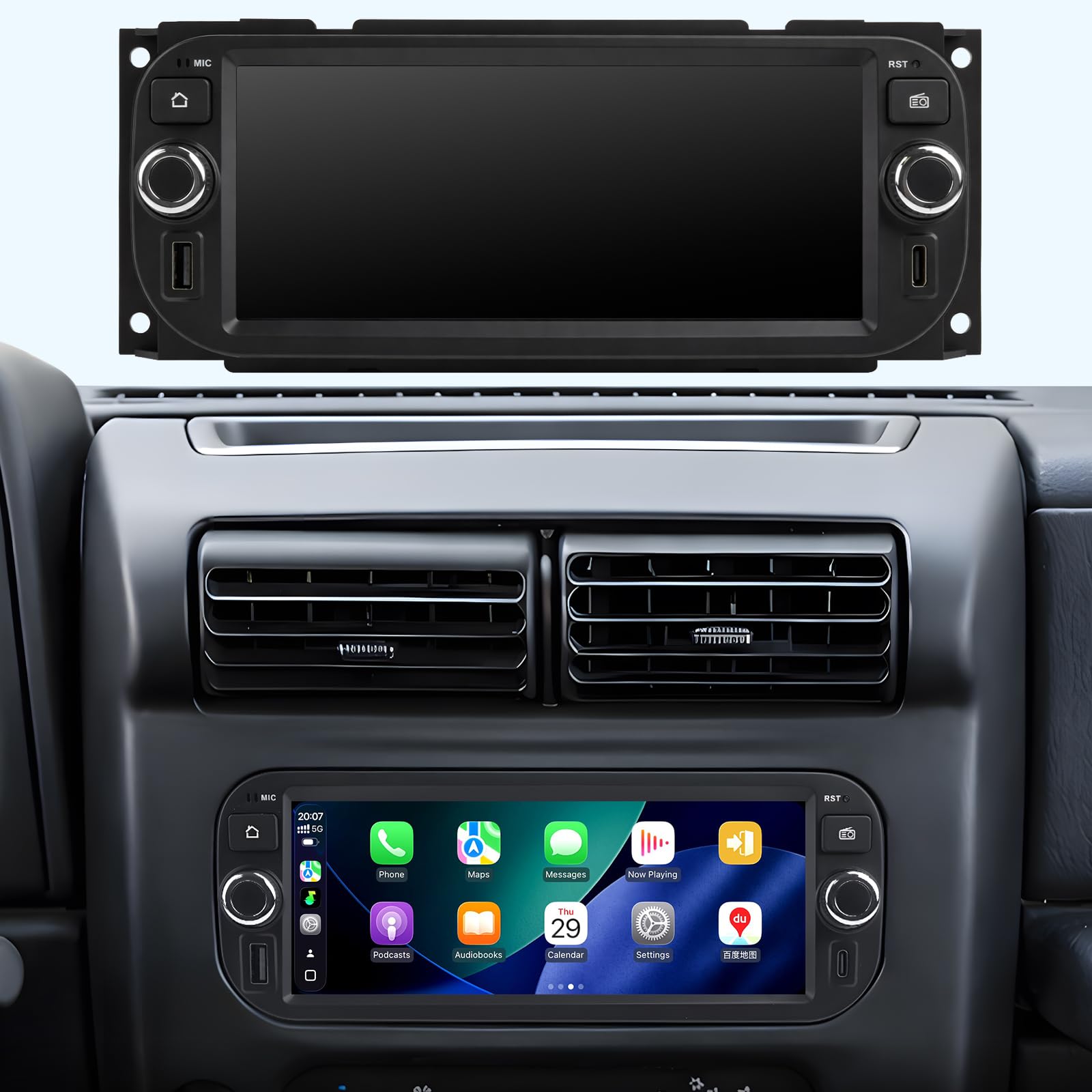 5GWiFi-6 Car Radio-6.86 inch for Dodge RAM(2002-2006), Wrangler (2003-2006),Jeep Grand Cherokee (1999-2004), Chrysler 300(2002-2004),Carplay/Android