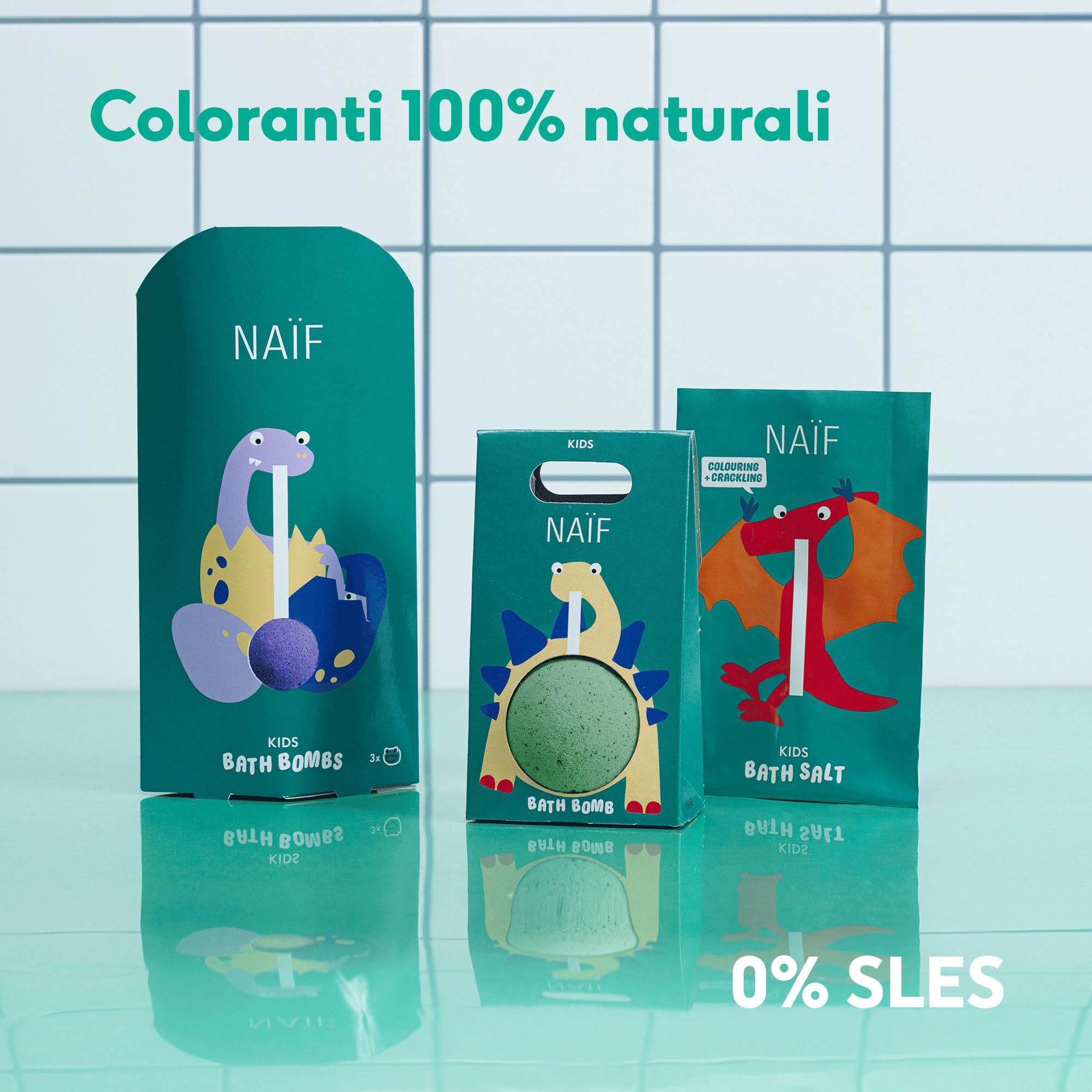 Naïf – Palla da bagno per bambini da 3 anni – Divertimento scoppiettante – Formula delicata – 0% SLES – Dermatologicamente testata – Origine naturale – 100 g