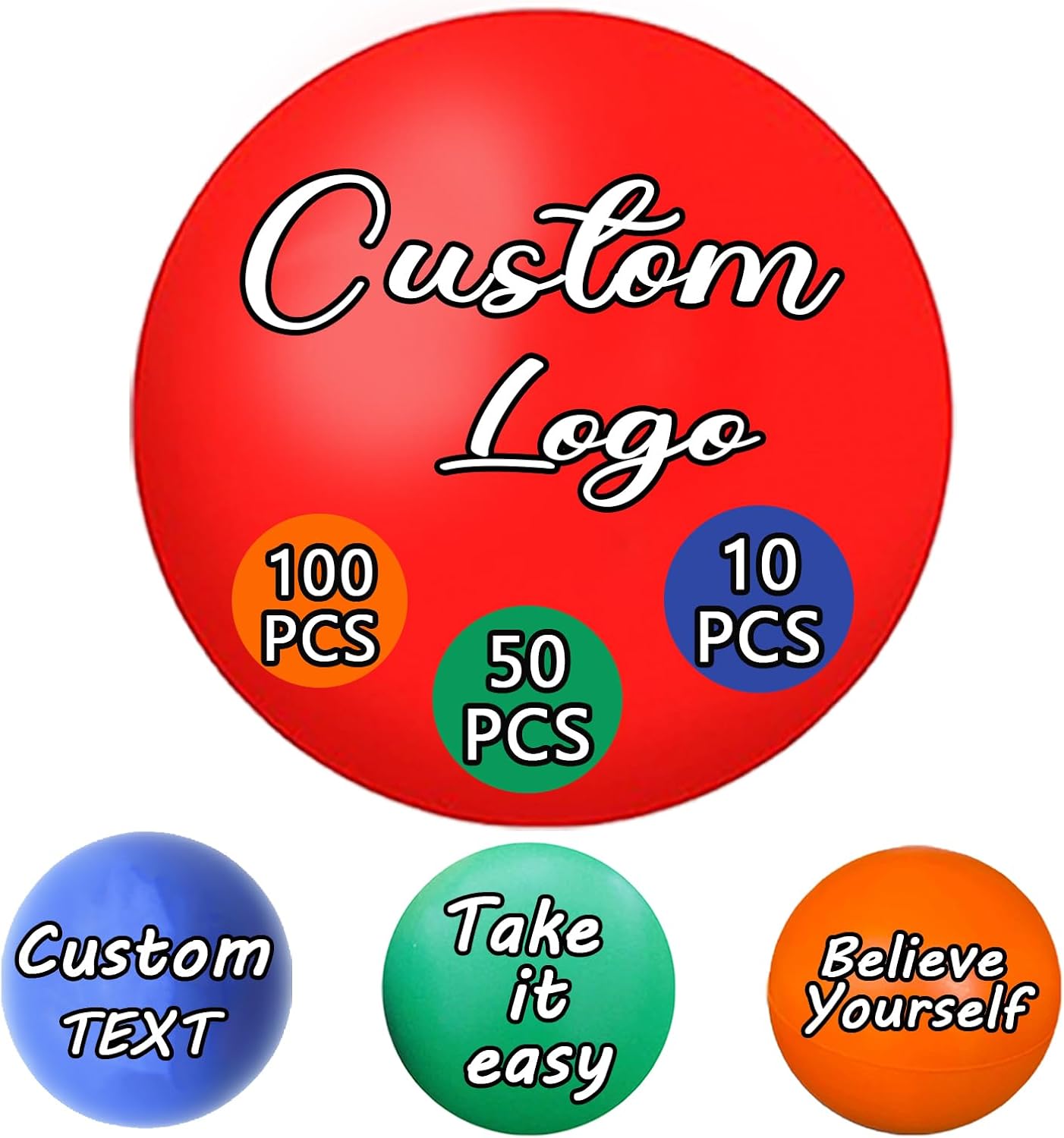 10/50/100PCS Custom Stress Balls with Logo Personalized Stress Balls Bulk Customizable Promotional Items for Office