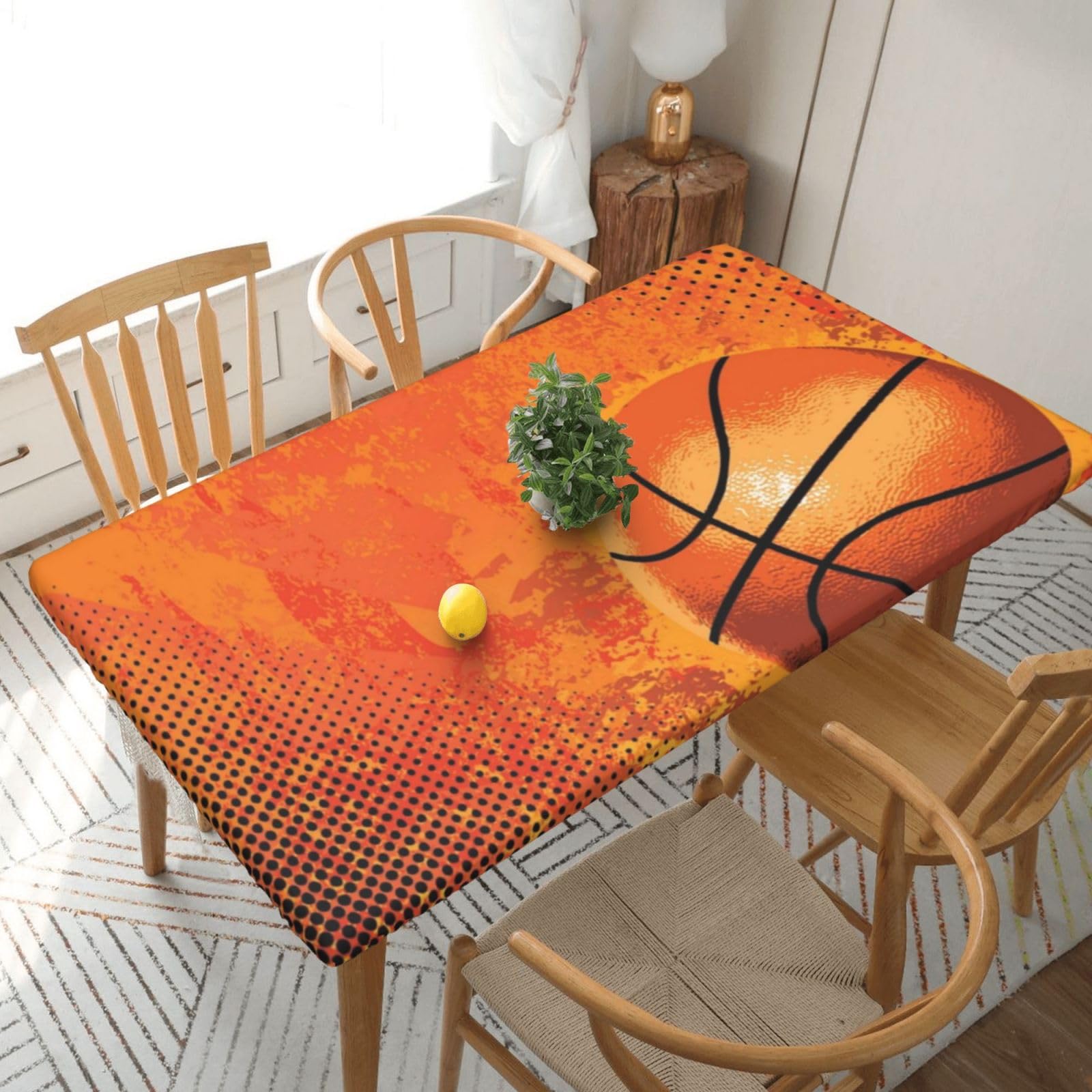 BNVSADC Basketball Printed 5FT Tablecloth Polyester Kitchen Water Resistant Table Cloth Dining Table Decoration Table Covers, 152x76 CM