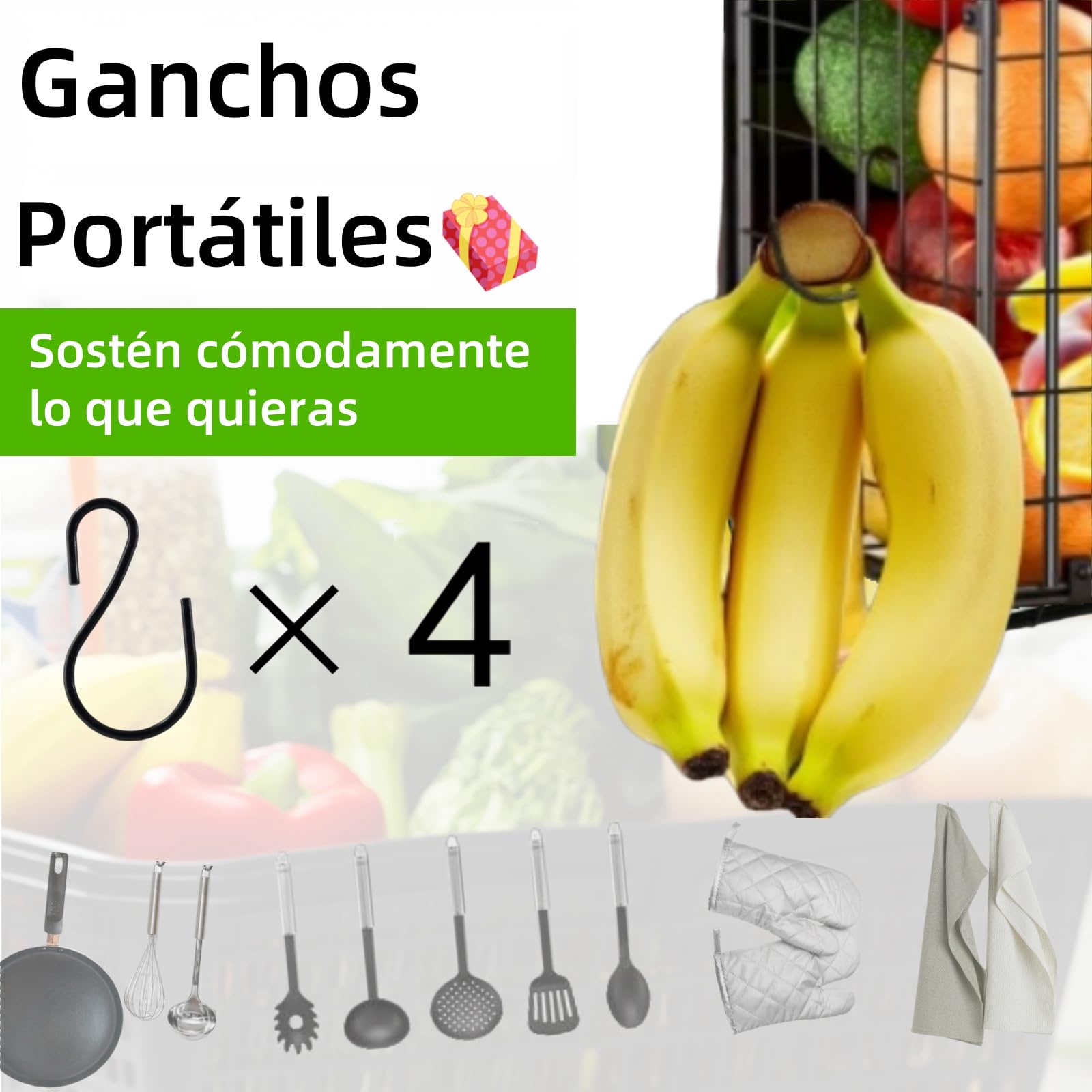 2 cestas magnéticas para frutas colgantes y especias, organizador de cocina, estantería de cocina, sin taladrar, cesta de frutas, frutas y verduras, estante magnético para frigorífico, color negro