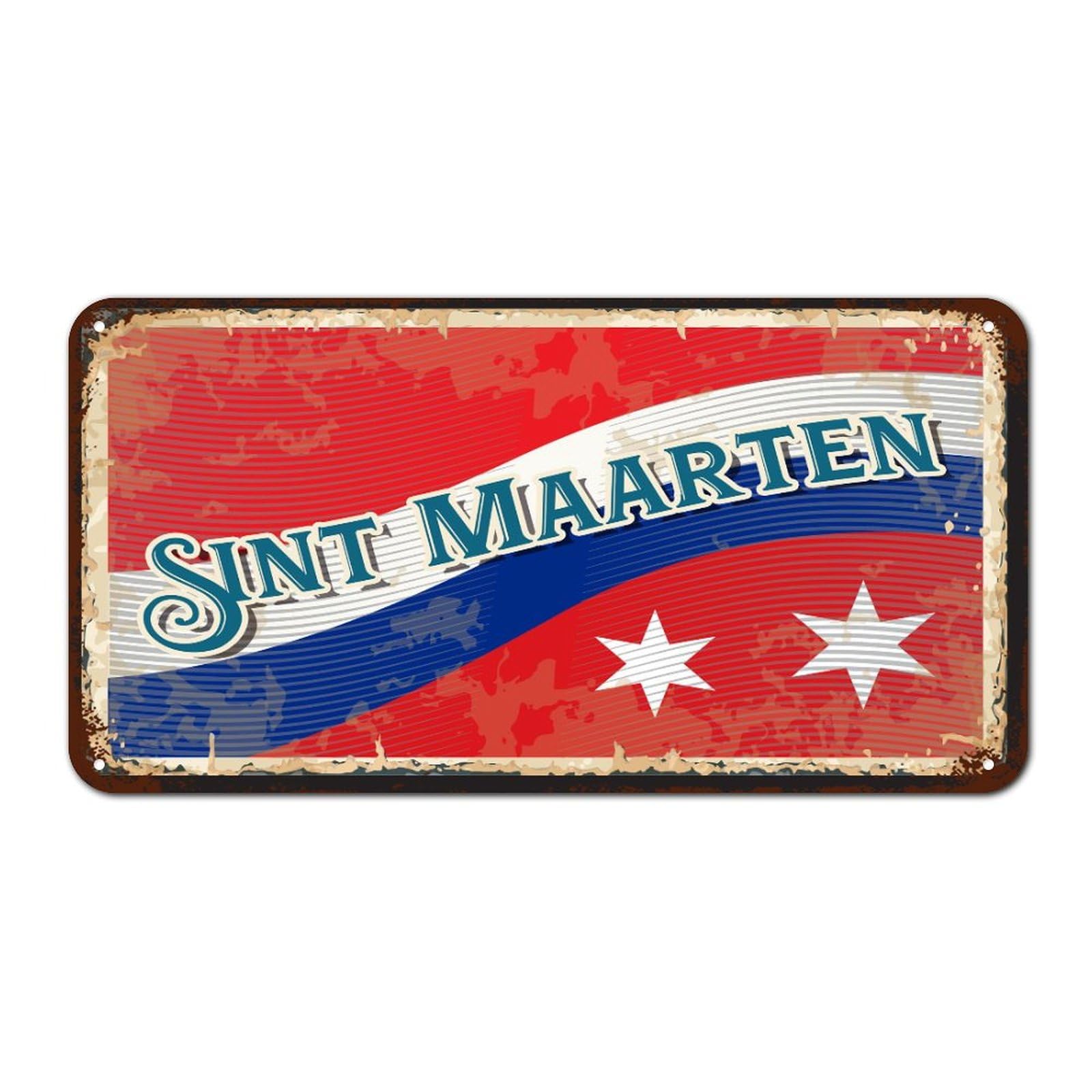 Yelolyio Style-8 Sint Maarten Flag Aluminum Metal Sign Sint Maarten Vintage Retro Metal Signs Country Souvenir Metal Tin Sign Quality Metal Sign For Front Porch Kitchen 12X6in