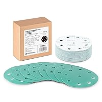 Vista 27 de Disco de lija de 5 pulgadas, 9 agujeros, grano 220, discos de lija con respaldo de película gancho y bucle, compatibles con lijadoras Festool