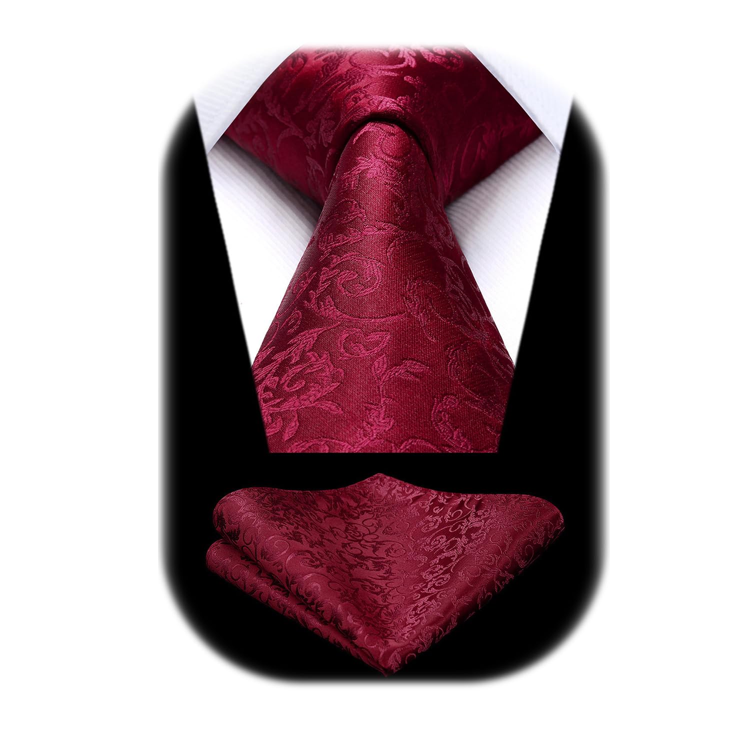 HISDERN Ties for Men Paisley Floral Tie Handkerchief Classic Woven Business Formal Necktie and Pocket Square Set Wedding