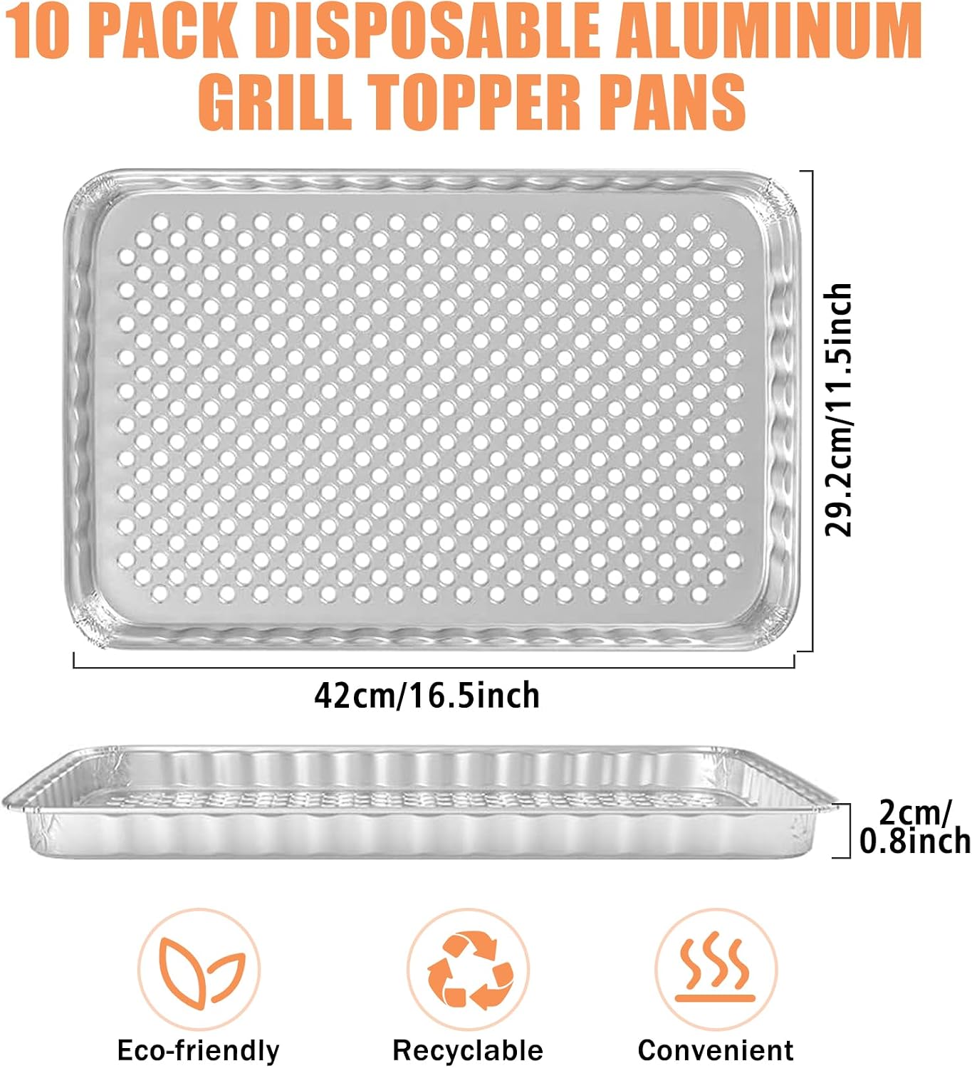 SafBbcue Disposable Grill Toppers 10 Pack Disposable Aluminum Foil Grill Topper Pans BBQ Grill Grate Liners for Outdoor Cooking & Camping Prevents Food from Sticking or Falling Through The Grill