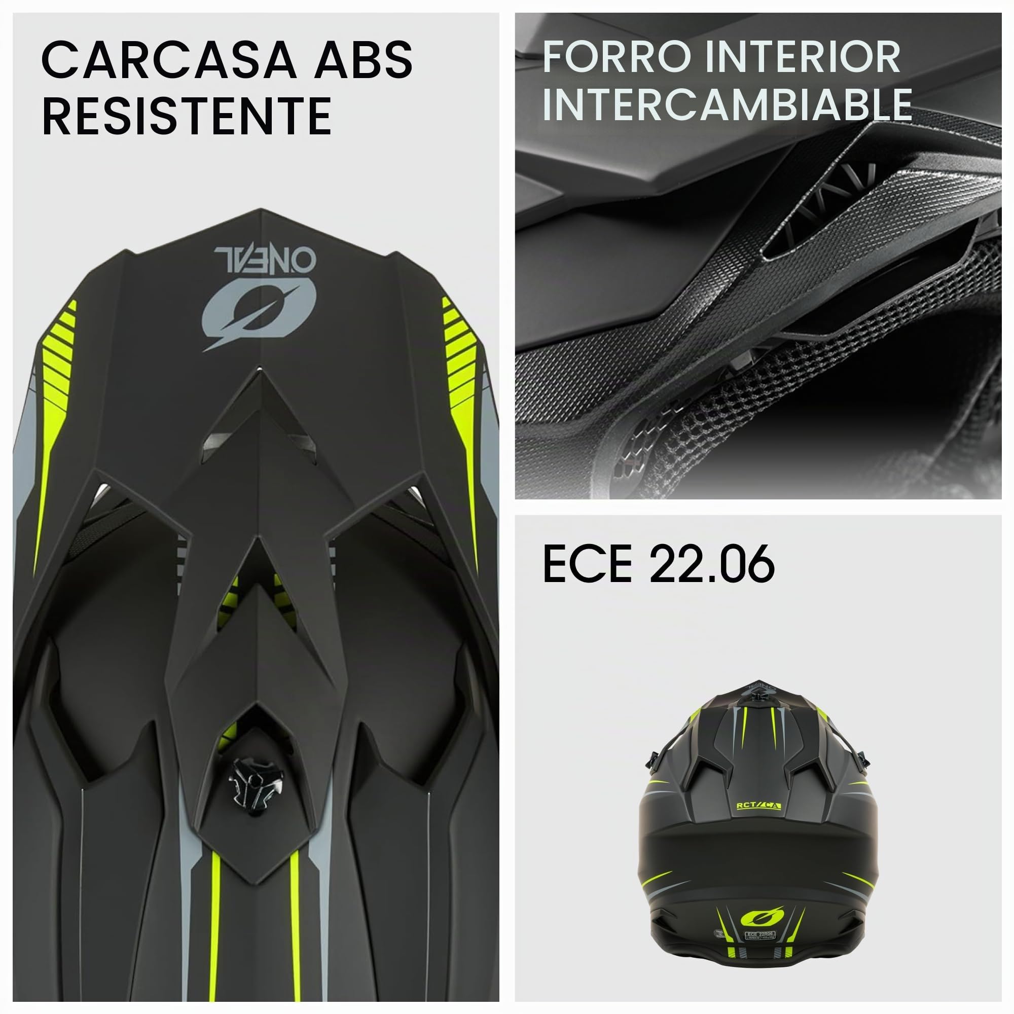 O'NEAL C-SRS Casco de Motocross, Moto MX Enduro, Carcasa de ABS Fuerte, Forro Interior Acolchado y Lavable, ventilación óptima, Cierre de Seguridad Microlock para Adultos (Amarillo neón M)