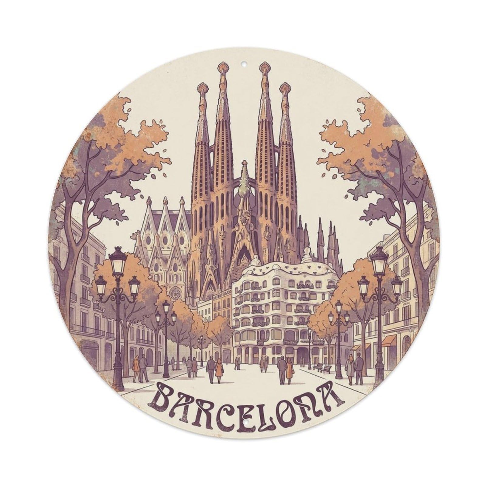 Barcelona Spain Retro Heritage Travel Landmark Metal Tin Sign