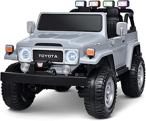 Joywhale - camión de juguete para niños de 24V, de 2 plazas, 4WD, con licencia Toyota Land Cruiser FJ40, camioneta eléctrica alimentada con batería,