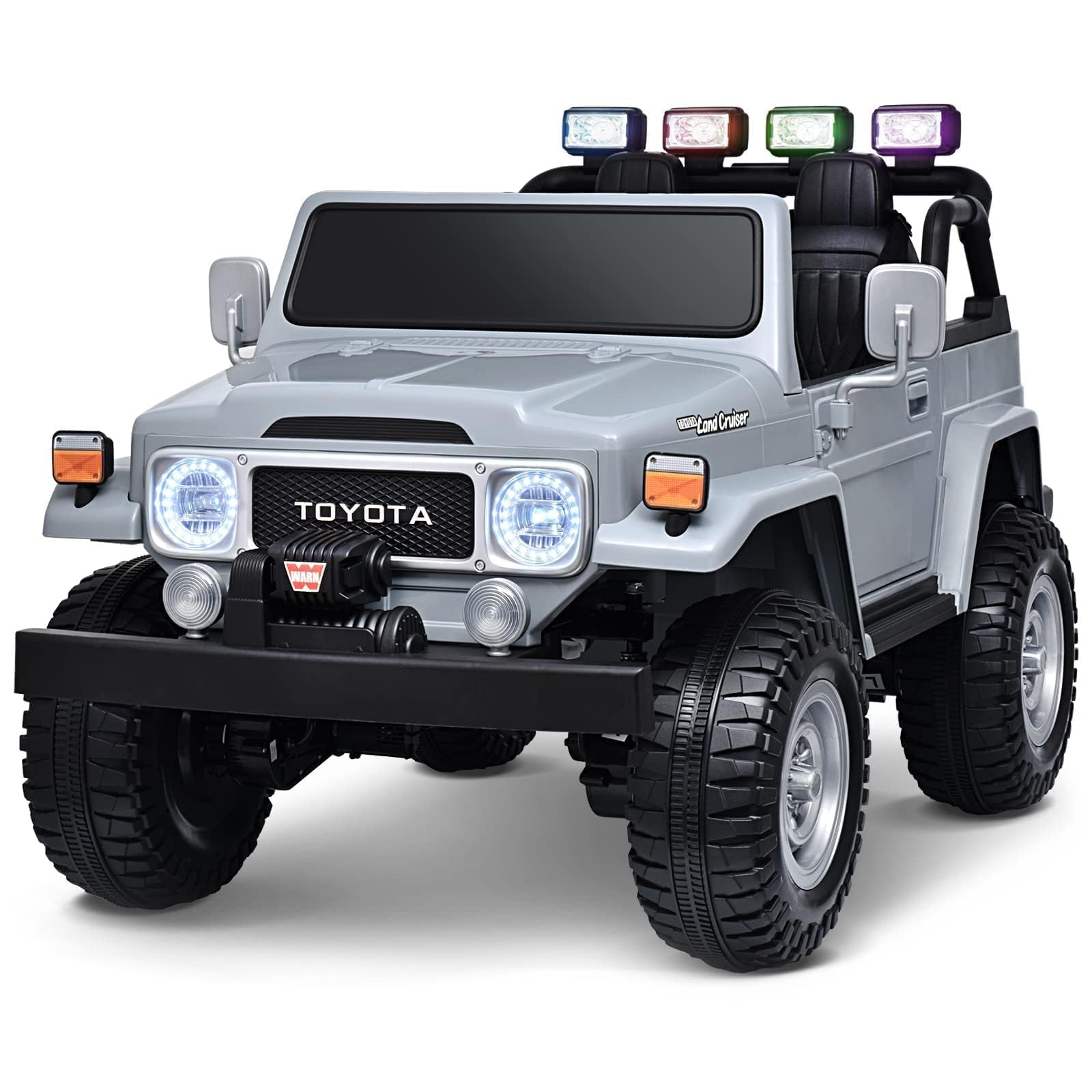 Joywhale 24V 2 Seater Kids Ride on Truck Licensed Toyota Land Cruiser FJ40 4WD Battery Powered Electric Car, with 4x75W Engine, Remote Control, Soft