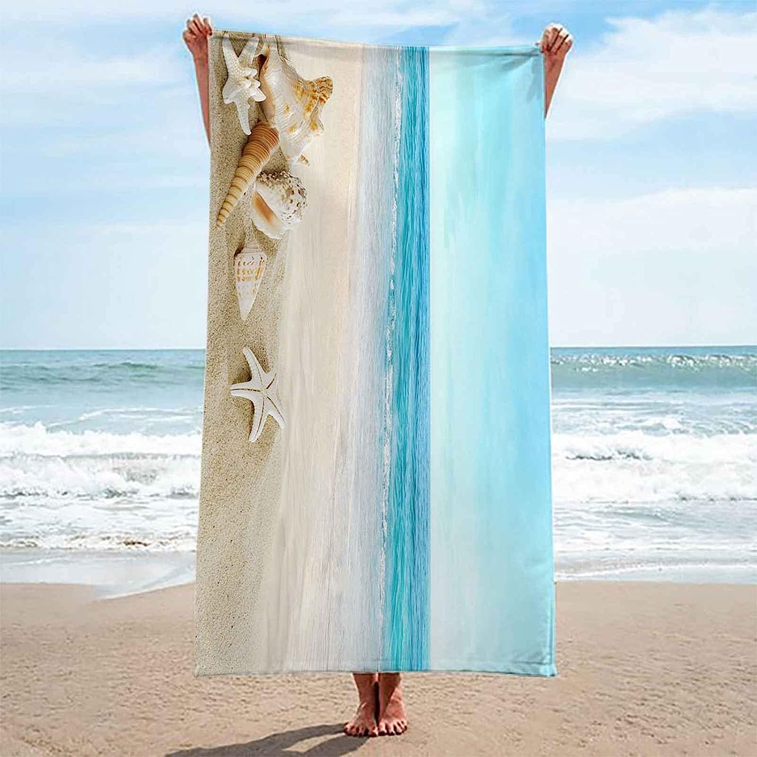Mikrofaser Strandtuch 3D Drucken Kristallstrandmuschel Extra Großes Mikrofaser Strandtuch Für Erwachsene, Sandfreies Schnelltrocknend Leichtes Handtuch Für Strand Schwimmen 150 X 200 cm -5A1K+S4V