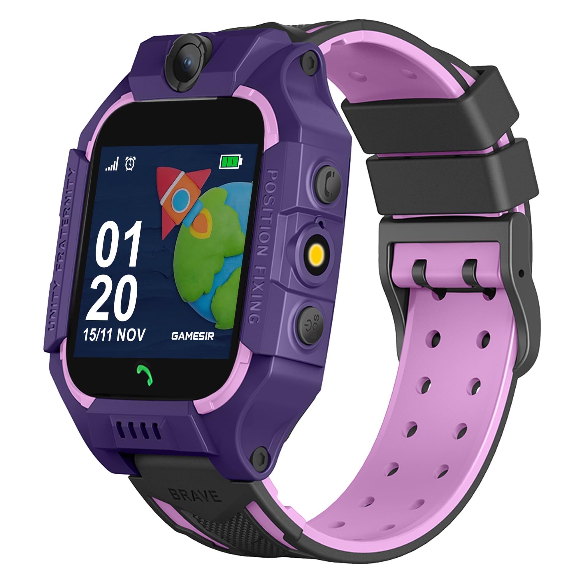 GameSir Kids Smartwatch for Boys & Girls, Men & Women, Sim Card Support, Location Tracker/GPS System, Music Player, Camera, Video,Notification, Alarm, Waterproof, Calling Smart Watch (Purple)-image-40