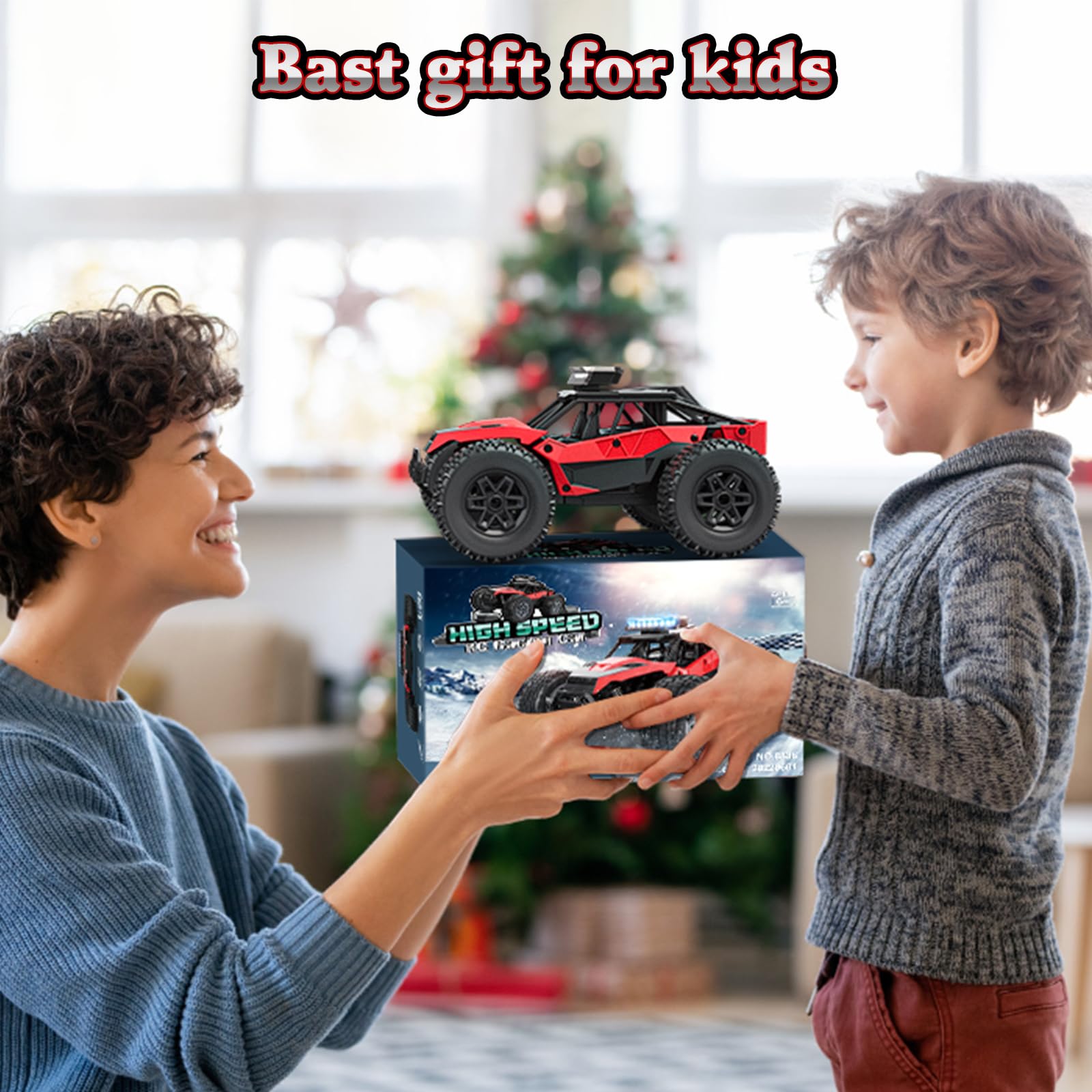 Macchina Telecomandata Offroad Monster Truck, Macchinina Radiocomandata Auto RC Car Veloce 22 KM/H 2.4GHz Giochi Bambini 6 7 8 9 10 11 12 Anni Gioco Bimbi Regalo Compleanno Giocattolo Veicolo