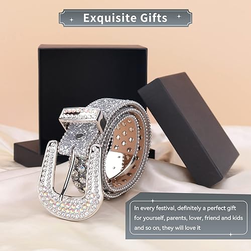 Miniatura 7 de TINIDI Correa de lujo para hombres y mujeres, cinturón de diamantes de imitación occidentales Bling Bling Crystal Diamond Studded Cinturones