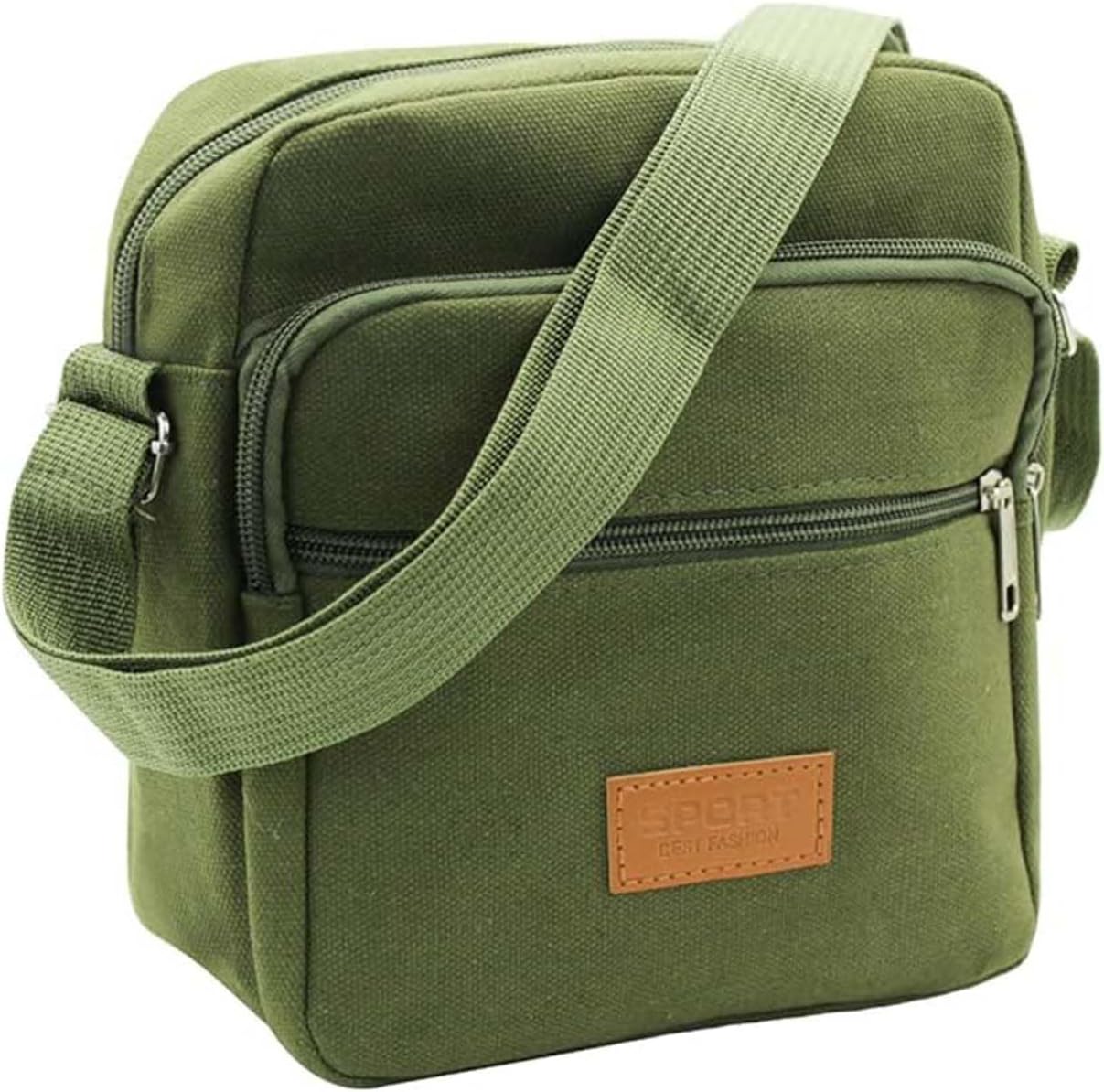 Mens Crossbody Bag with 4 Zipper Pockets, Canvas Messenger Bag for Men, Small Crossbody Purse for Men