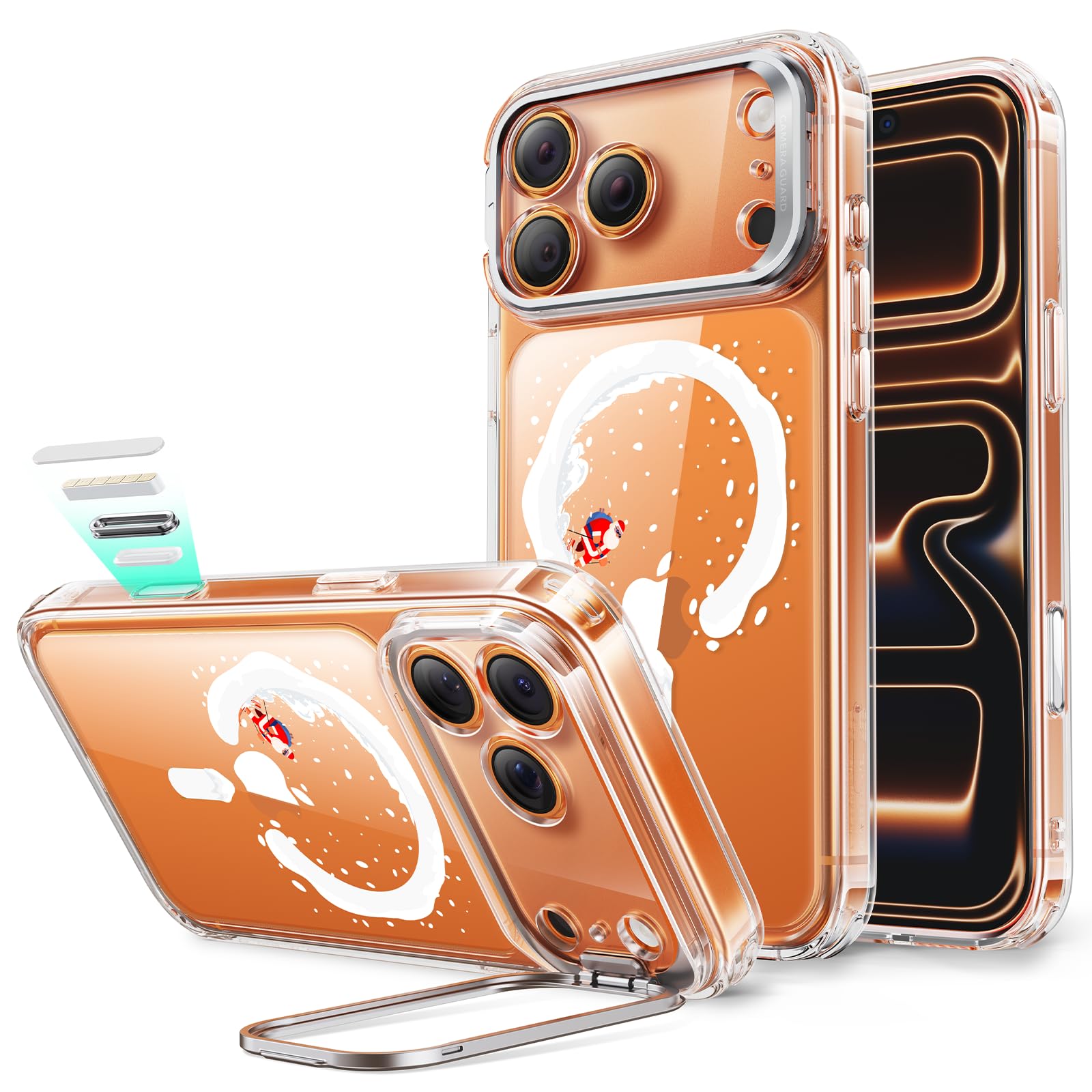 ESR for iPhone 17 Pro Case with Stand, Camera Control Cover Compatible with MagSafe, Military-Grade Drop Protection Magnetic Phone Case for iPhone 17 Pro, Scratch-Resistant Back Cover,Santa Skater