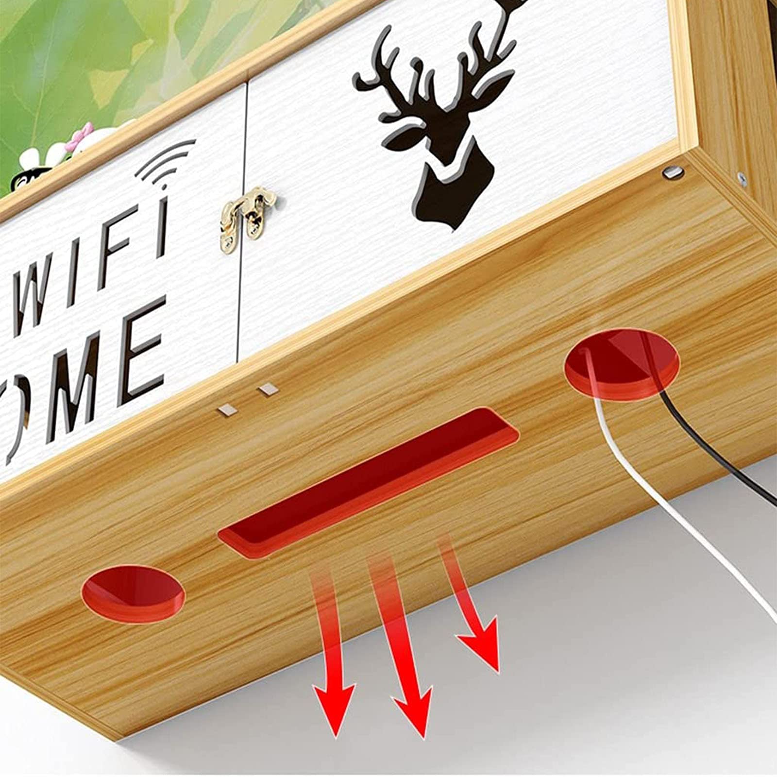 Montowane na ścianie pudełka do przechowywania routera Wifi Drewno, półka routera, ściana skrzynki wi-fi, ukryta skrzynka kablowa, duża skrzynka na kable na biurko, skrzynka do zarządzania