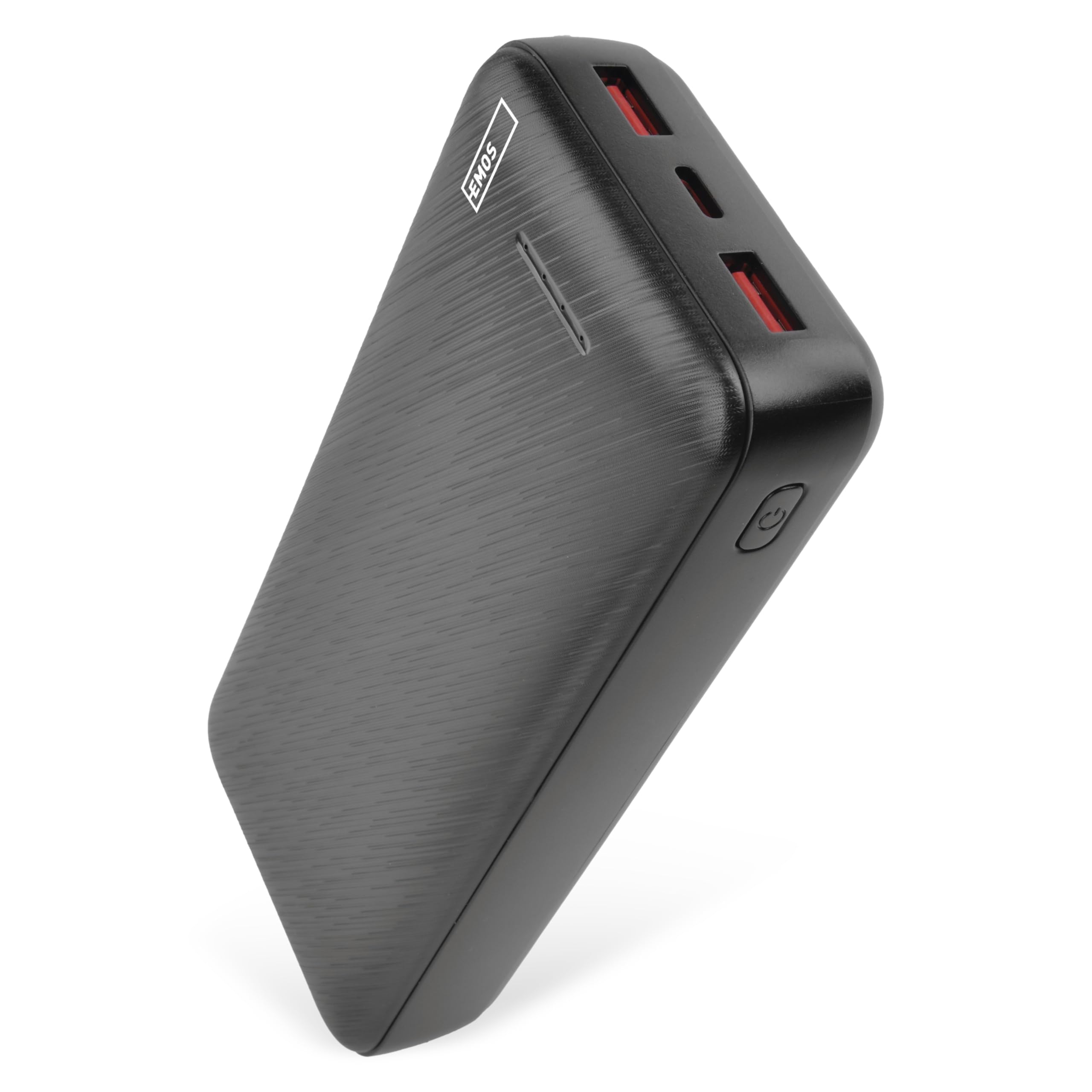 EMOS - Alpha Q3 Powerbank 20 000 mAh - externer Akku mit Passthrough - 2 USB-A + 1 USB-C Ausgang PD20W - 20 000 mAh/74 Wh - inkl. Datenkabel - Auto ON/Off - für Smartphone, Tablet - schwarz