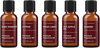 Mystic Moments | Home Sweet Home Fragrance Oil Gift Starter Pack 5x50ml | Baby Powder, Hot Apple Pie, Coffee, Fresh Linen, Jasmine | Perfect as a gift