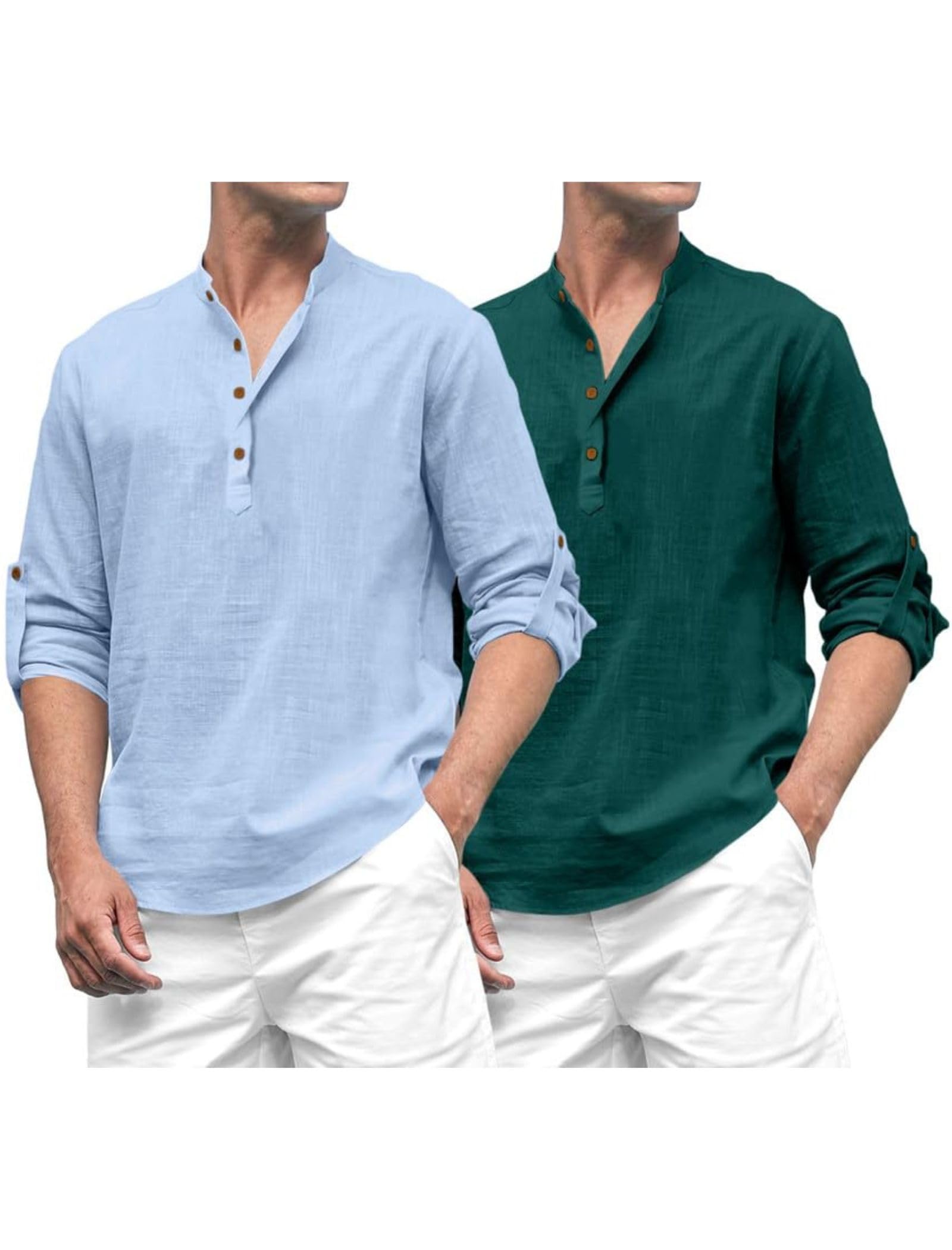 macsivo Combo of Men's Cotton Blend Solid Regular Fit Full Sleeve Short Kurta Pack of 2-picture-15