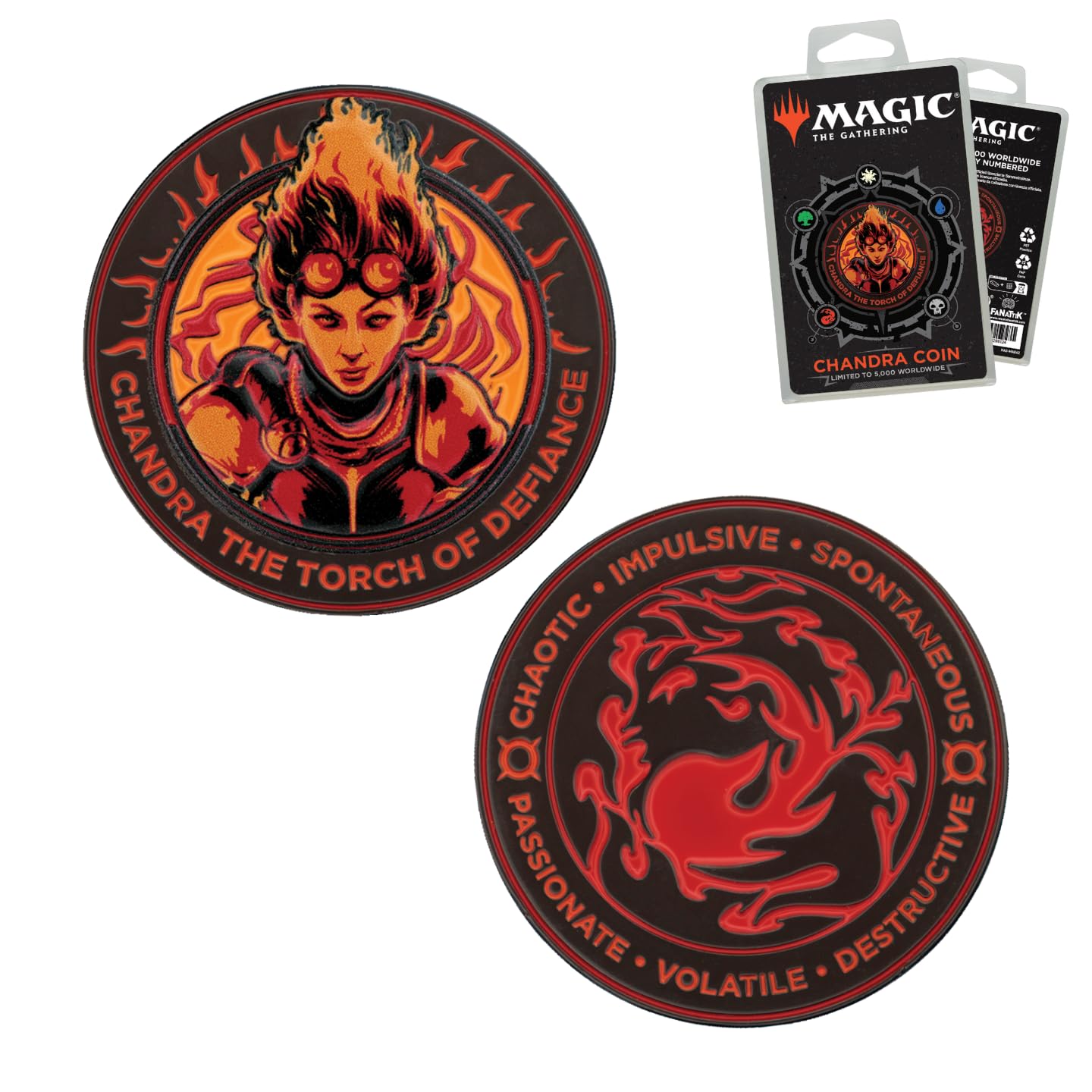 FaNaTtik Magic: The Gathering Chandra Collectible Coin – Officially Licensed & Limited Edition (5000), Torch of Defiance Metal Collector's Token