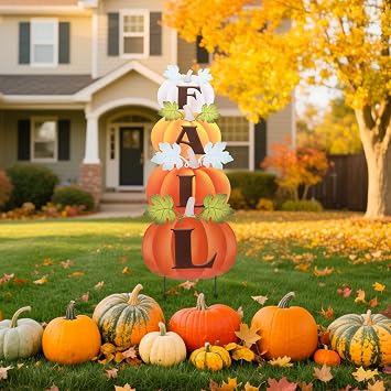 Fall Yard Decor Outdoor Autumn Harvest Pumpkins Stakes Pumpkin Patch Sign with Stakes Fall Thanksgiving Decoration for Home Outside Lawn Garden Holiday Decor