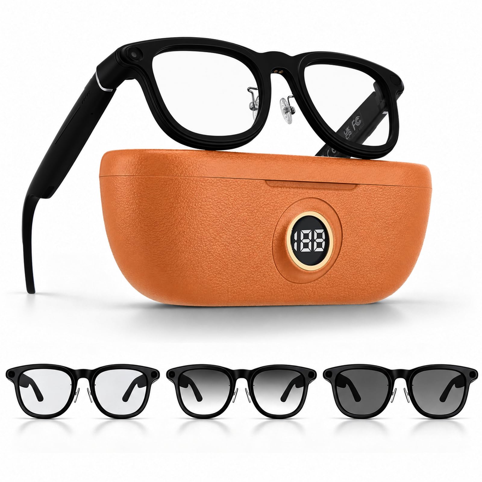 AI Smart Glasses con fotocamera, occhiali per registrazione video 4K HD, traduzione in tempo reale in 163 lingue, assistente vocale GPT KI, Bluetooth, con controllo vocale, fotocromatico UV400 Smart