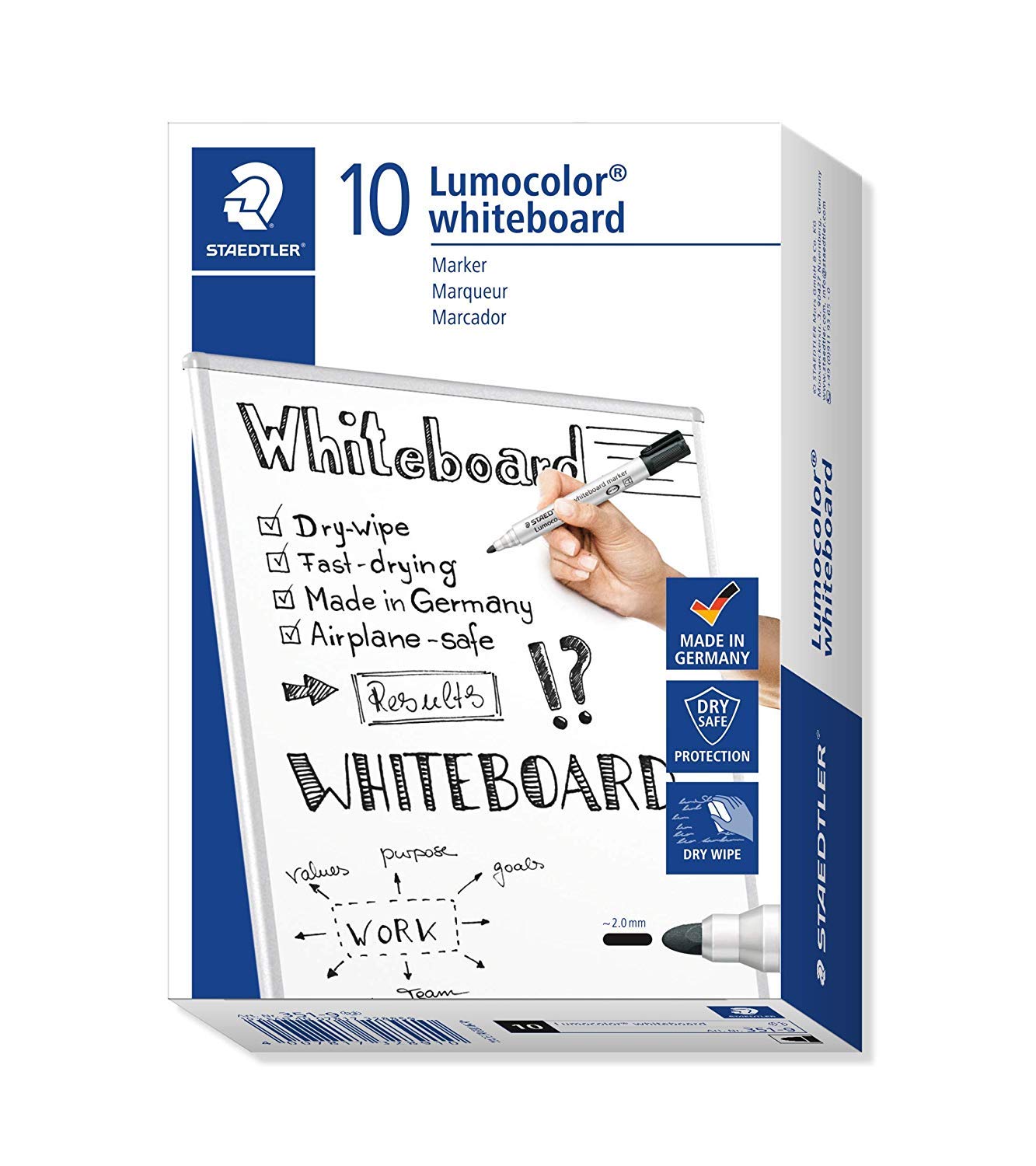STAEDTLER Lumocolor 351-9 Whiteboard-Marker, Rundspitze, 30 Stück, schwarz