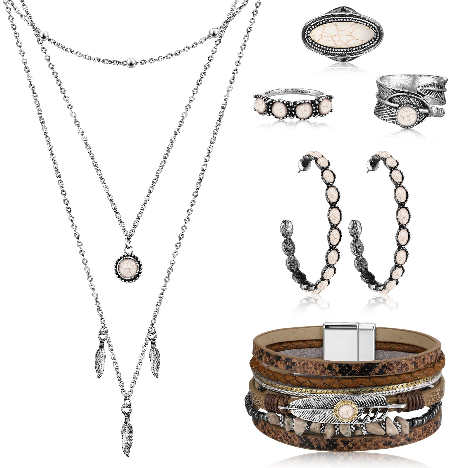 Ecally Western Turquoise Jewelry Set for Women