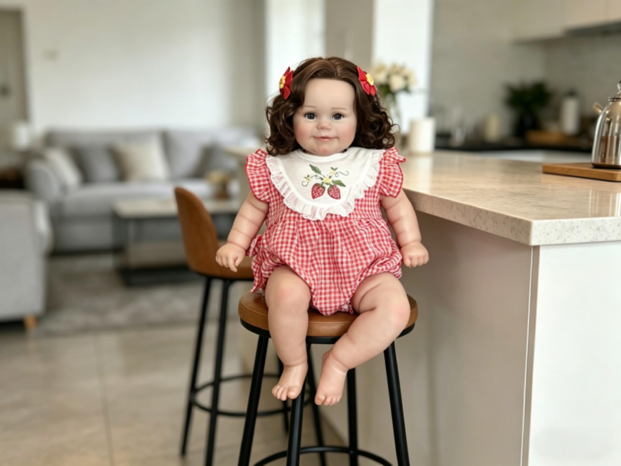 Lonian Reborn Lalki Lovely 24 cale 60 cm nowa lalka Reborn Maddie Girl z zakorzenionymi blond włosami, miękka przytulanka do ciała zabawka