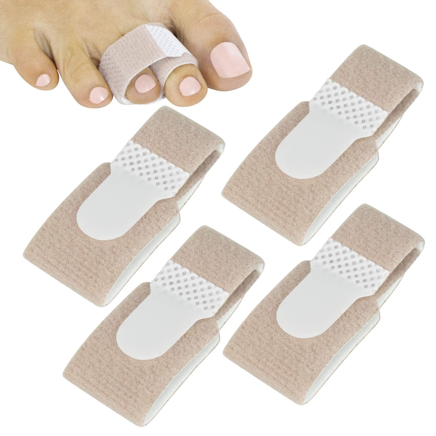 Renesmee Broken Toe Wrap (4 Pack) - Hammer Toe Corrector - Compression Cushion for Women, Men and Seniors - Reusable and Soft Big Crooked Toe Splint - Overlapping Pain Relief Separator Bandage-image-35