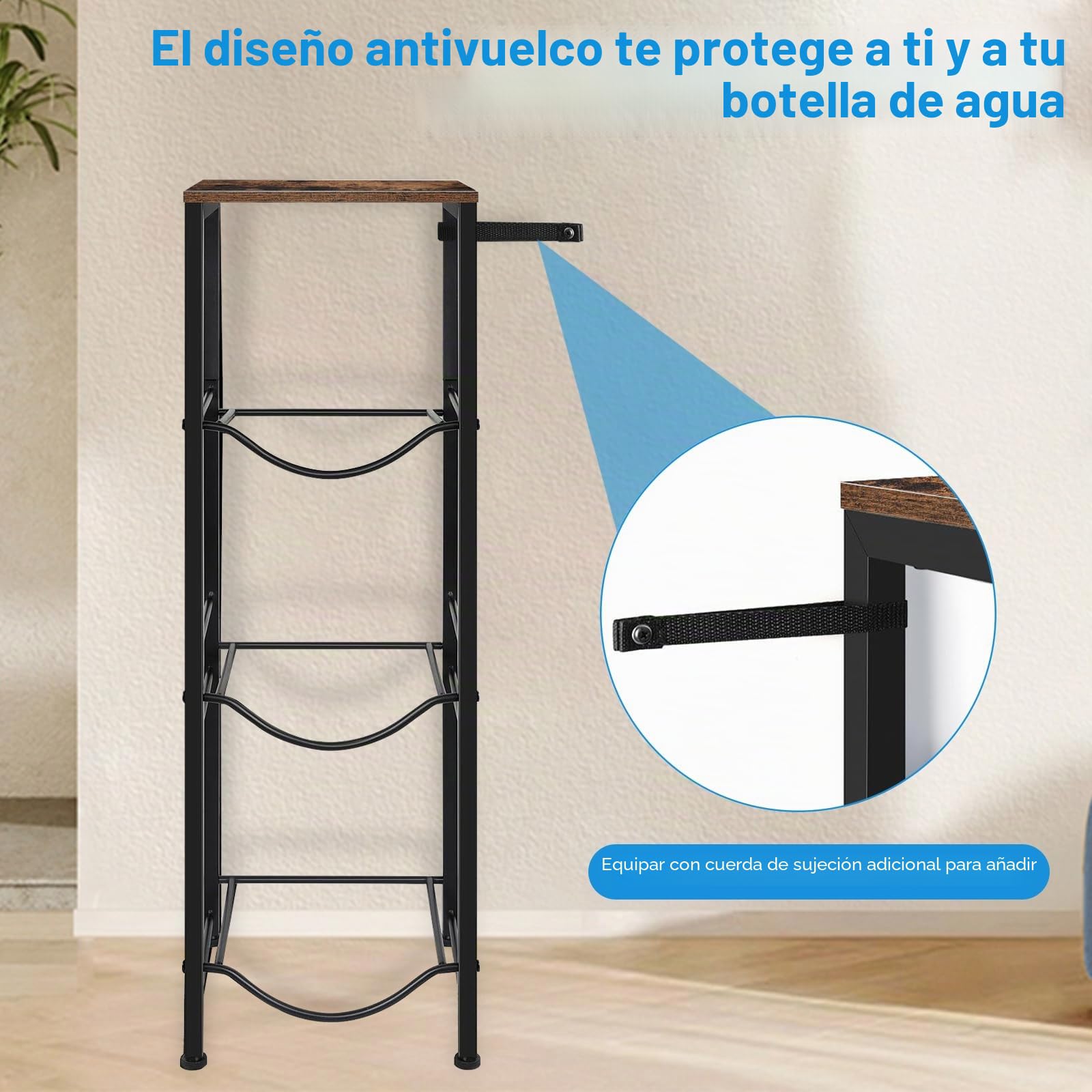 Soporte para jarra de agua, 3 pisos, 5 galones con tabla, enfriador de agua, estante de oficina, estante de almacenamiento de agua, extraíble, para cocina, oficina, sala de estar