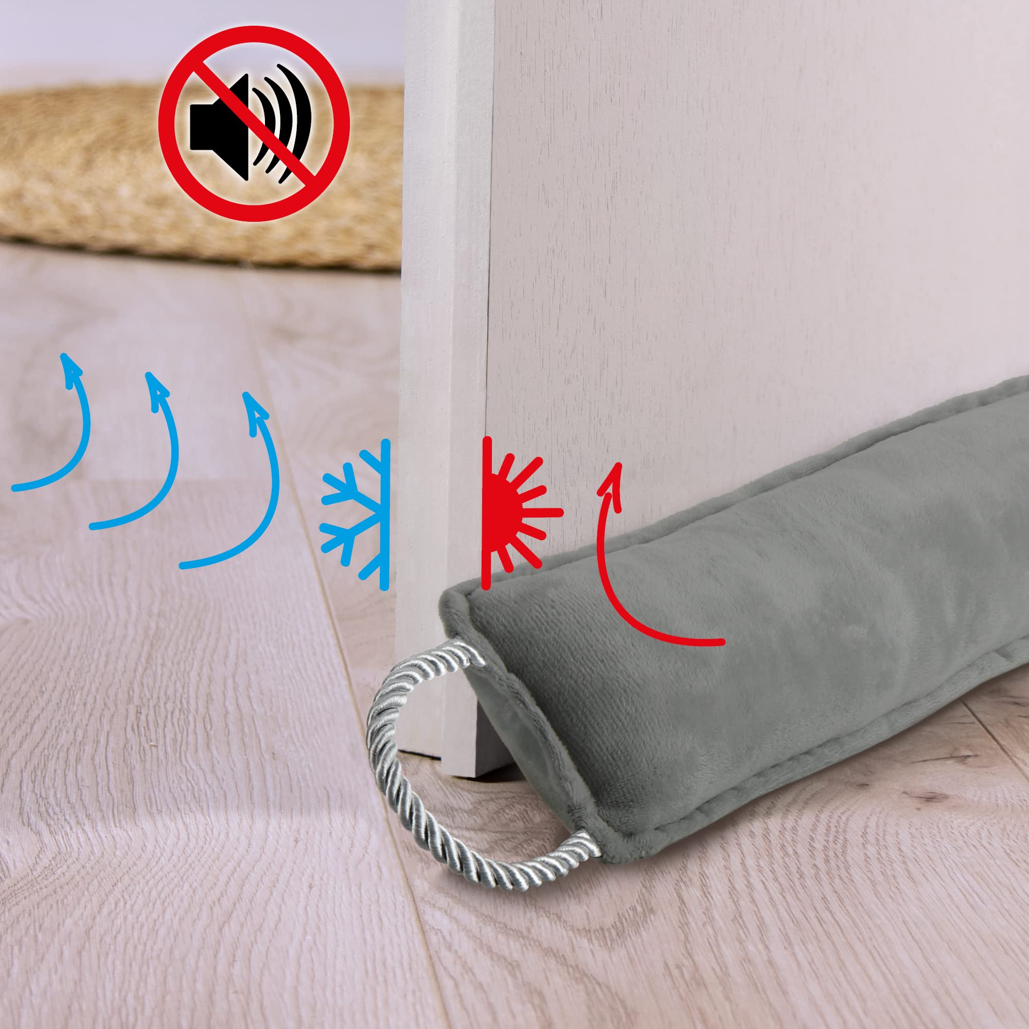 COM-FOUR® paraspifferi, paravento extra pesante con cordino, efficace paraspifferi, buona tenuta contro correnti d'aria e perdita di calore, zerbino (Grigio scuro)
