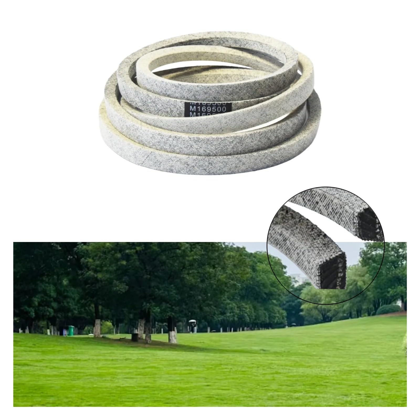 Generico Cinghia a V Rinforzata M169500 X330 X390 X394 per Tosaerba | X570, X580, gomma, grigio, vibrazioni ridotte, resistenza al calore