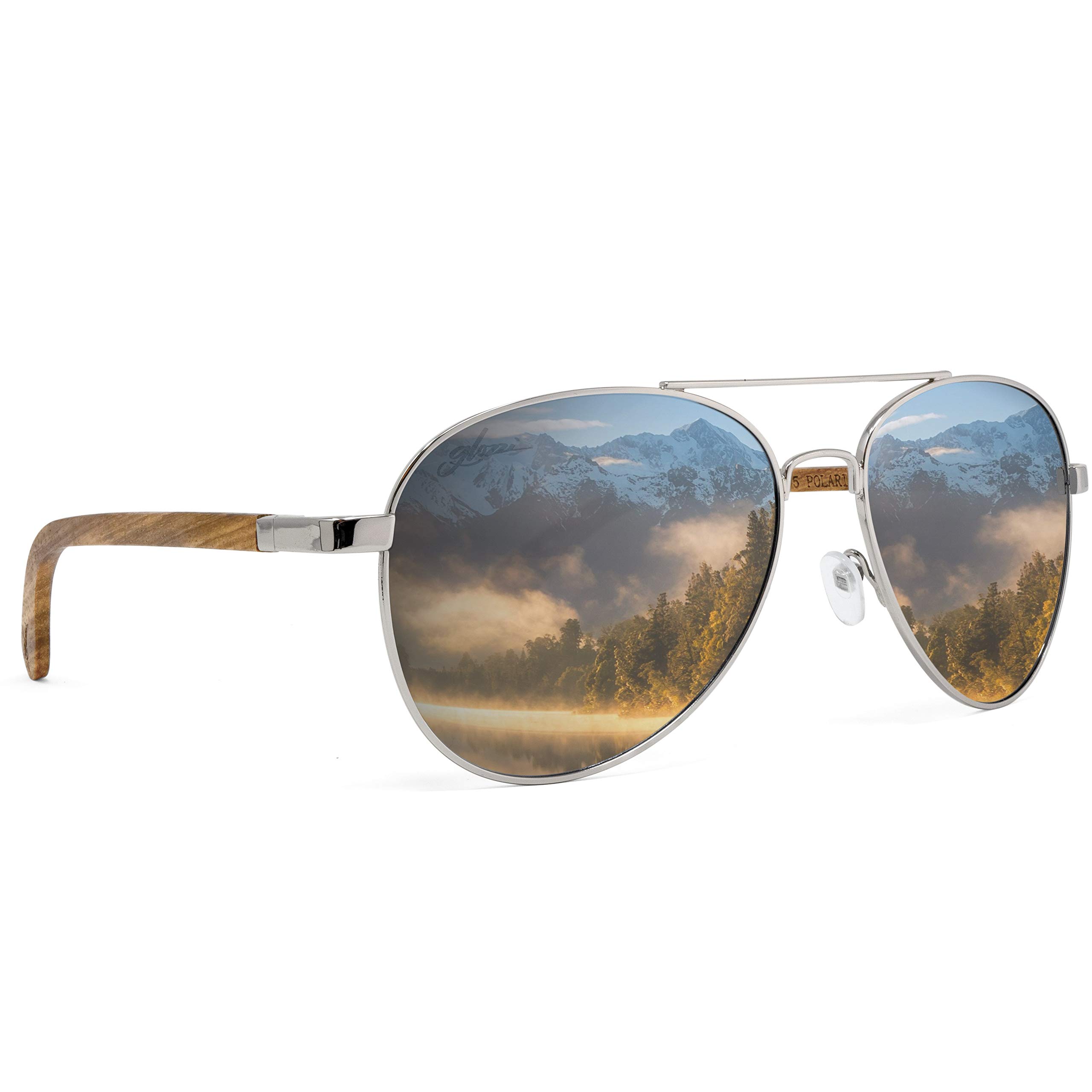 Holz Pilotenbrille Sonnenbrille Polarisiert für Herren und Damen mit Etui