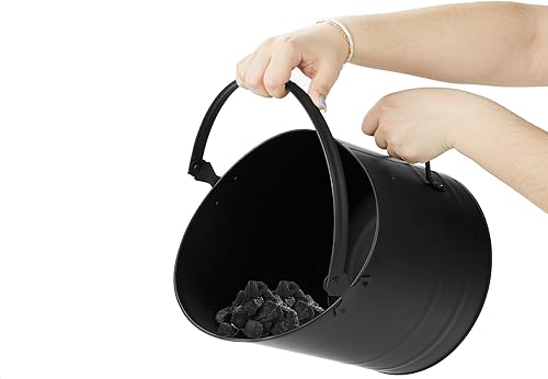 Miniatura 2 de Mind Reader Cubo de ceniza, capacidad de 6 L (1.5 galones), accesorios para chimenea de estufa de leña, metal, 9 pulgadas de largo x 9 pulgadas de