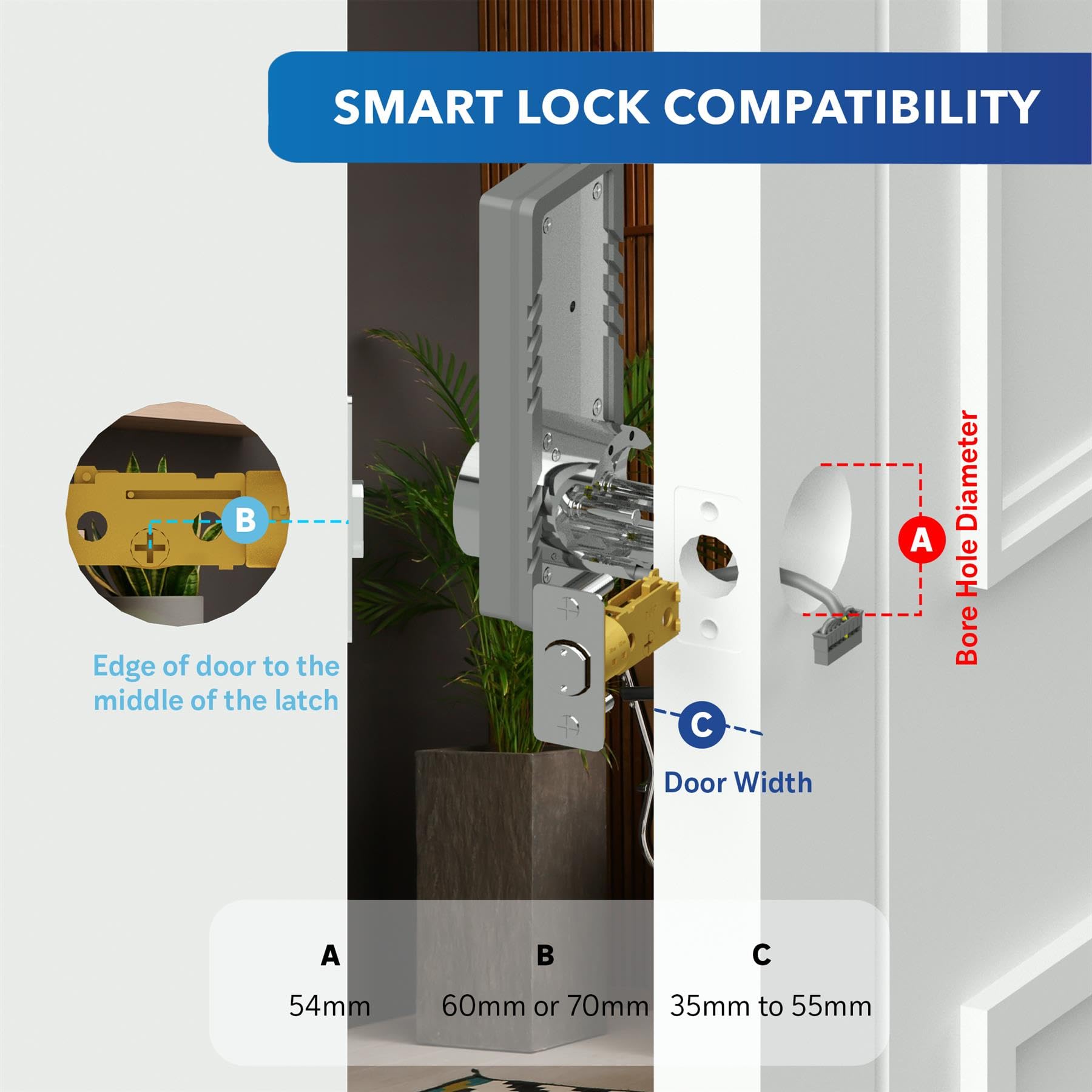 XFORT Smart Fingerprint Door Lock in Black, Keyless Door Lock with Fingerprint Recognition, Passcode Access - Image 3