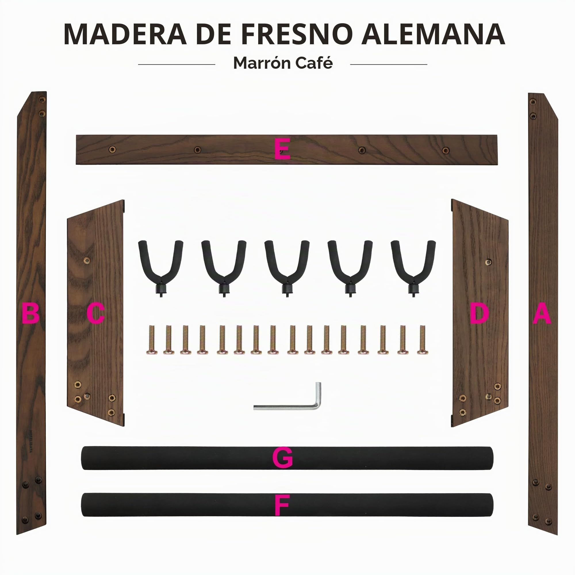 Nefelibata Soporte de Guitarra Multiusos 5 Soportes Soporte de Guitarra de Madera para Guitarras y Estuches, Guitarras Eléctricas, Guitarras Acústicas, Guitarras Bajos, Cellos - Fresno Alemán