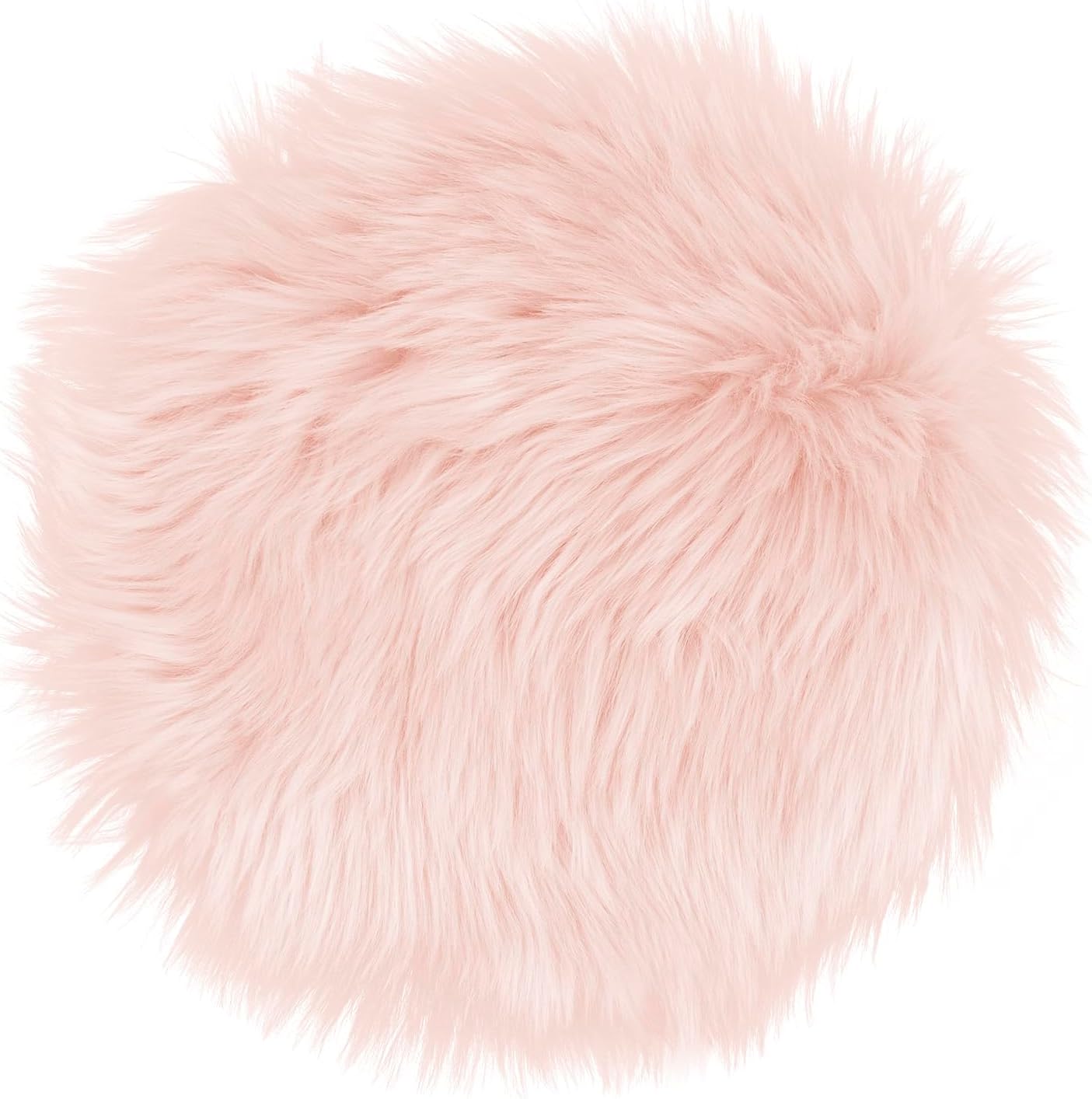 AUEAR, Small Product Photo Background Props, 12 Inches Round Faux Fur Sheepskin Cushion Fluffy Area Rug, for Tabletop Photography, Jewelry, Nail Art, Home Decor, Pink