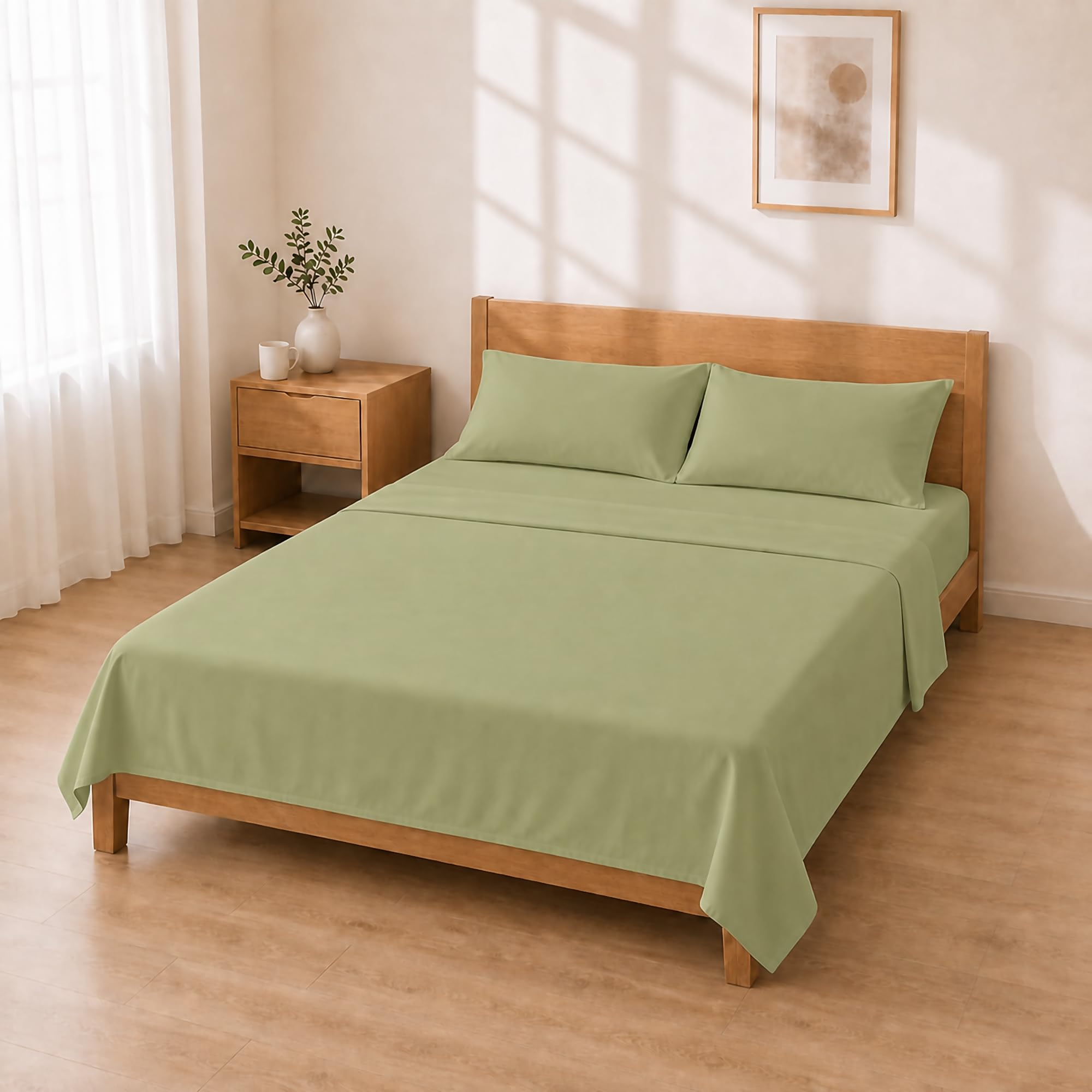 Microfibre Fitted Sheet Set 135 x 200 + 30 / 220 x 280 cm + 50 x 80 cm, 2 Pieces, Green