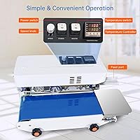 Vista 3 de Máquina selladora térmica comercial, máquina automática de sellado continuo de bandas de bolsas con control digital de temperatura, velocidad