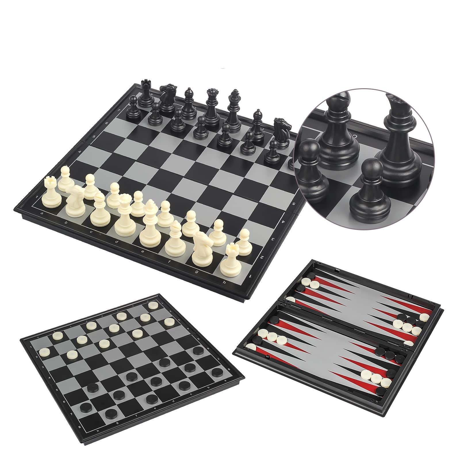 Andux Pieghevole Magnetico Tre in Uno Gioco da Tavolo Set CXYXQ-02 (L) | Gioco da tavolo portatile da viaggio, per adulti e adolescenti, per il tempo libero, per l'interazione di gruppo