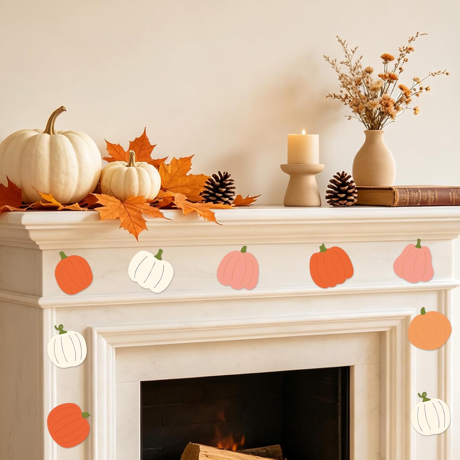 Whaline 45Pcs Fall Pumpkin Cutouts Boho Bulletin Board Decorations, 5.5''
